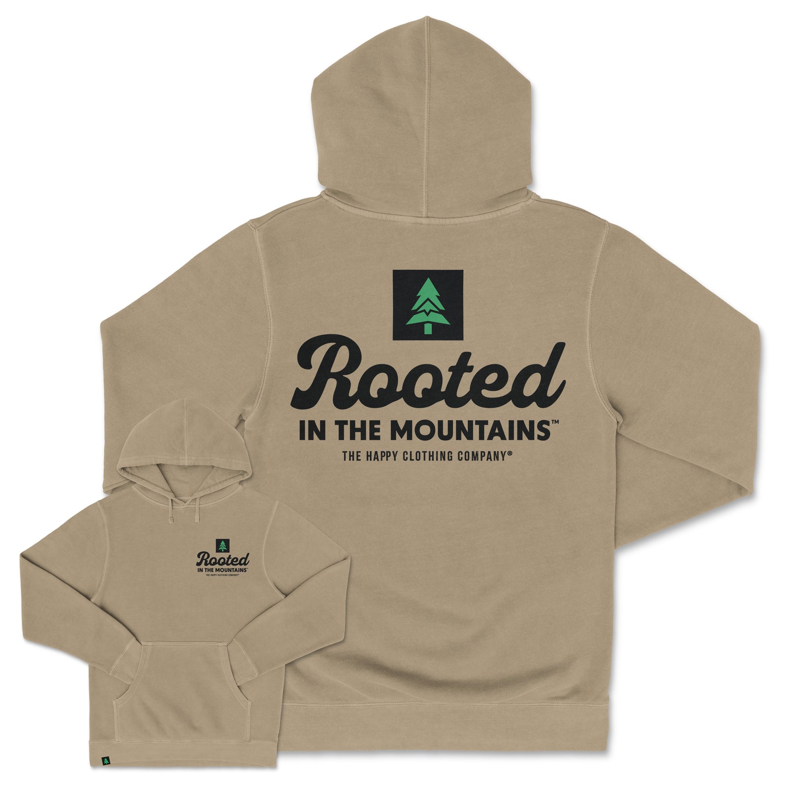 Rooted In The Mountains Nature-Dyed Unisex Hoodie - The Happy Clothing Company