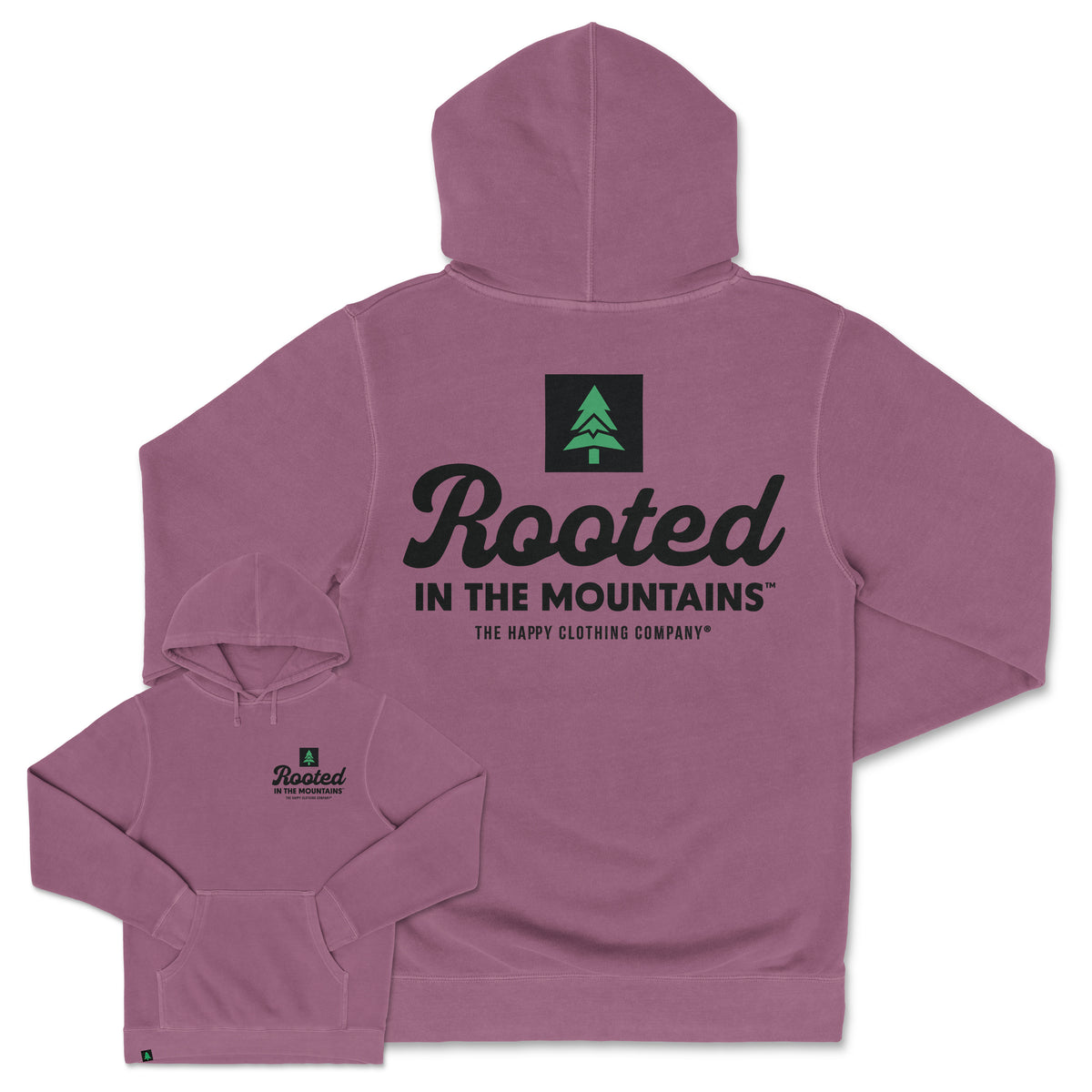 Rooted In The Mountains Nature-Dyed Unisex Hoodie - The Happy Clothing Company