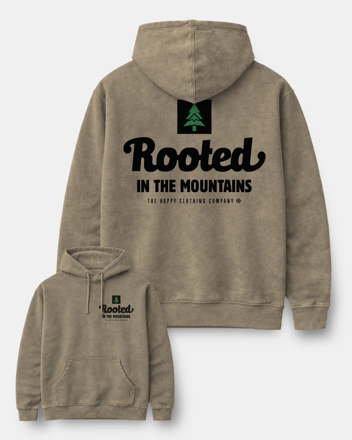 Rooted In The Mountains Nature-Dyed Unisex Hoodie - The Happy Clothing Company