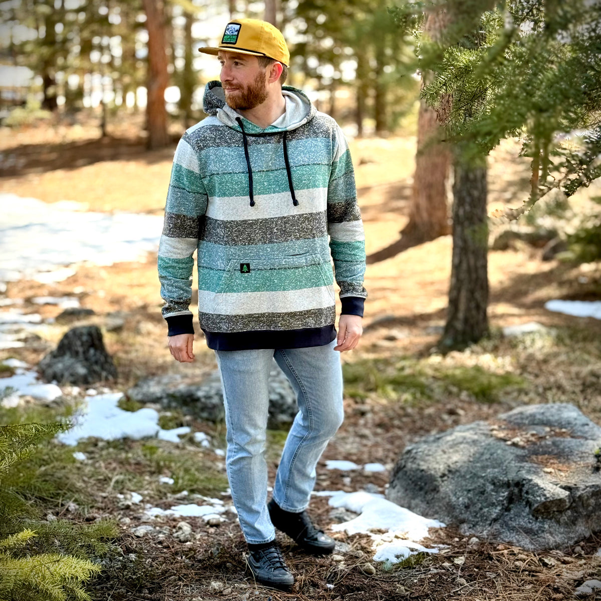Oceanside Fleece Mid-weight Hoodie w/ Mountain Tree - The Happy Clothing Company