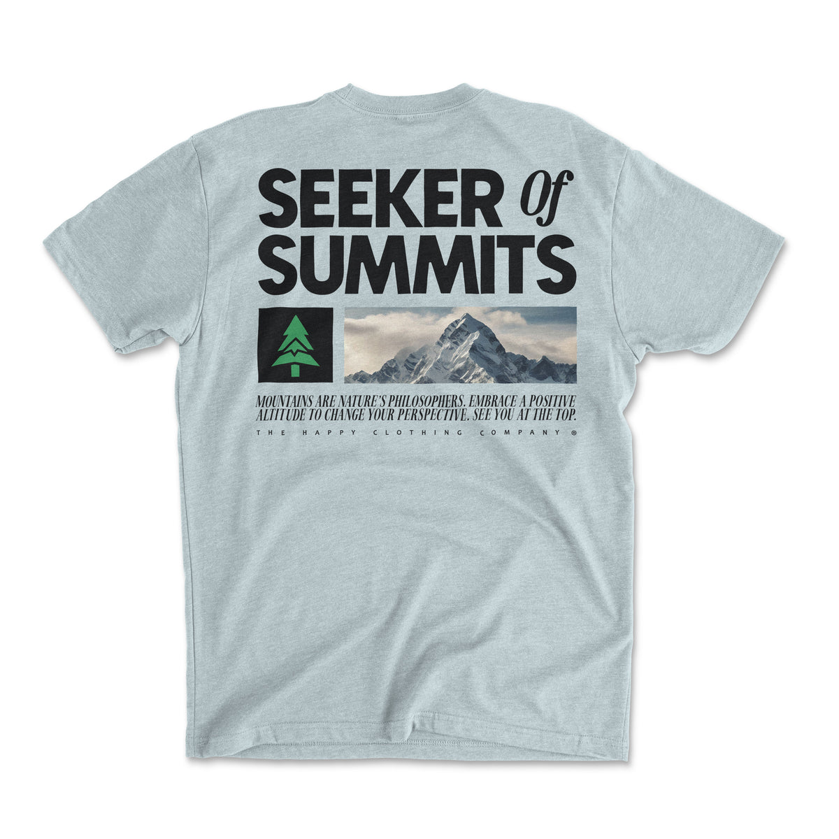 Seeker Of Summits Back Print 'Explorer Tee' | Lightweight Blend | - The Happy Clothing Company