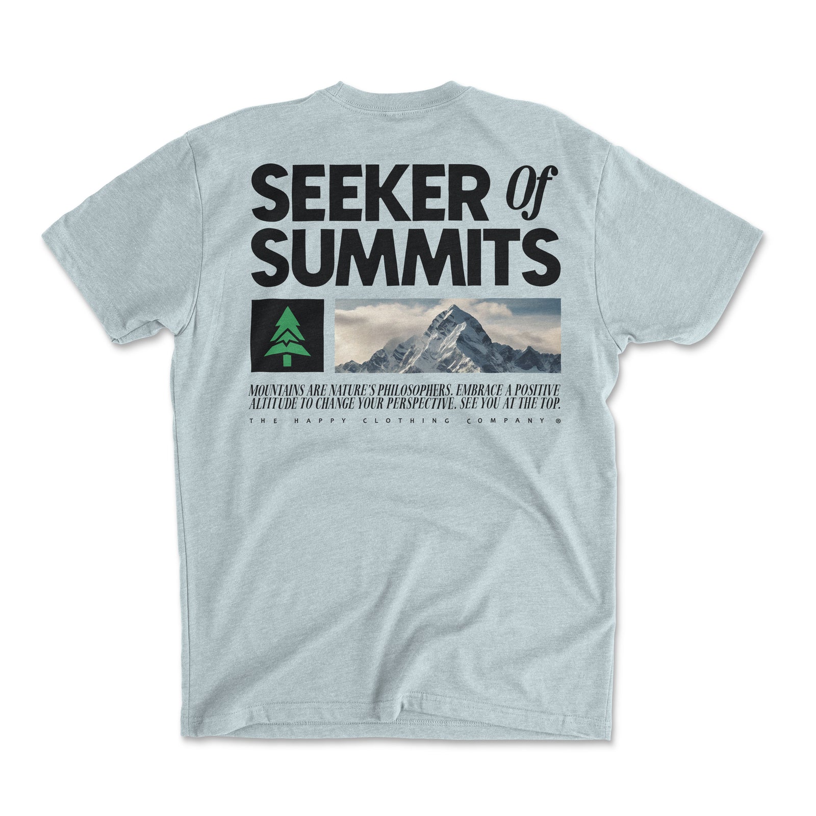 Seeker Of Summits Back Print 'Explorer Tee' | Lightweight Blend | - The Happy Clothing Company