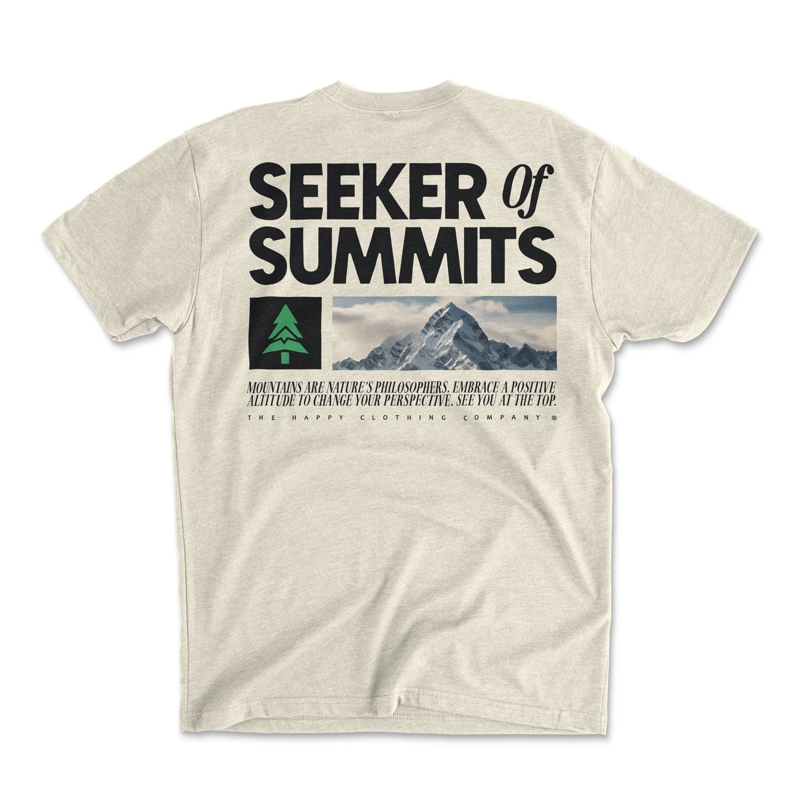 Seeker Of Summits Back Print 'Explorer Tee' | Lightweight Blend | - The Happy Clothing Company