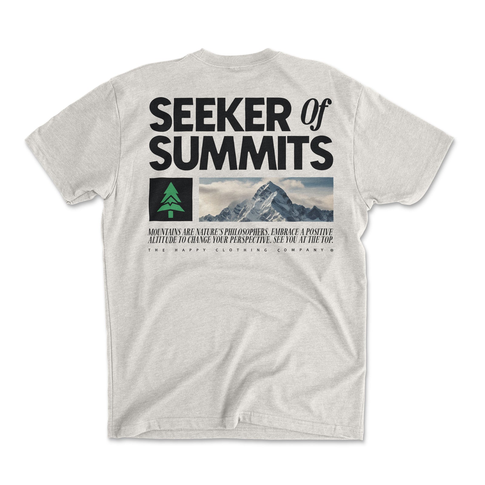 Seeker Of Summits Back Print 'Explorer Tee' | Lightweight Blend | - The Happy Clothing Company
