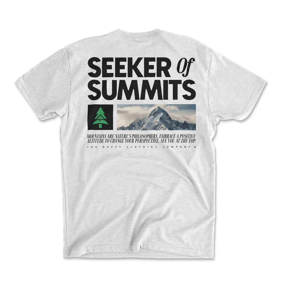 Seeker Of Summits Back Print 'Explorer Tee' | Lightweight Blend | - The Happy Clothing Company