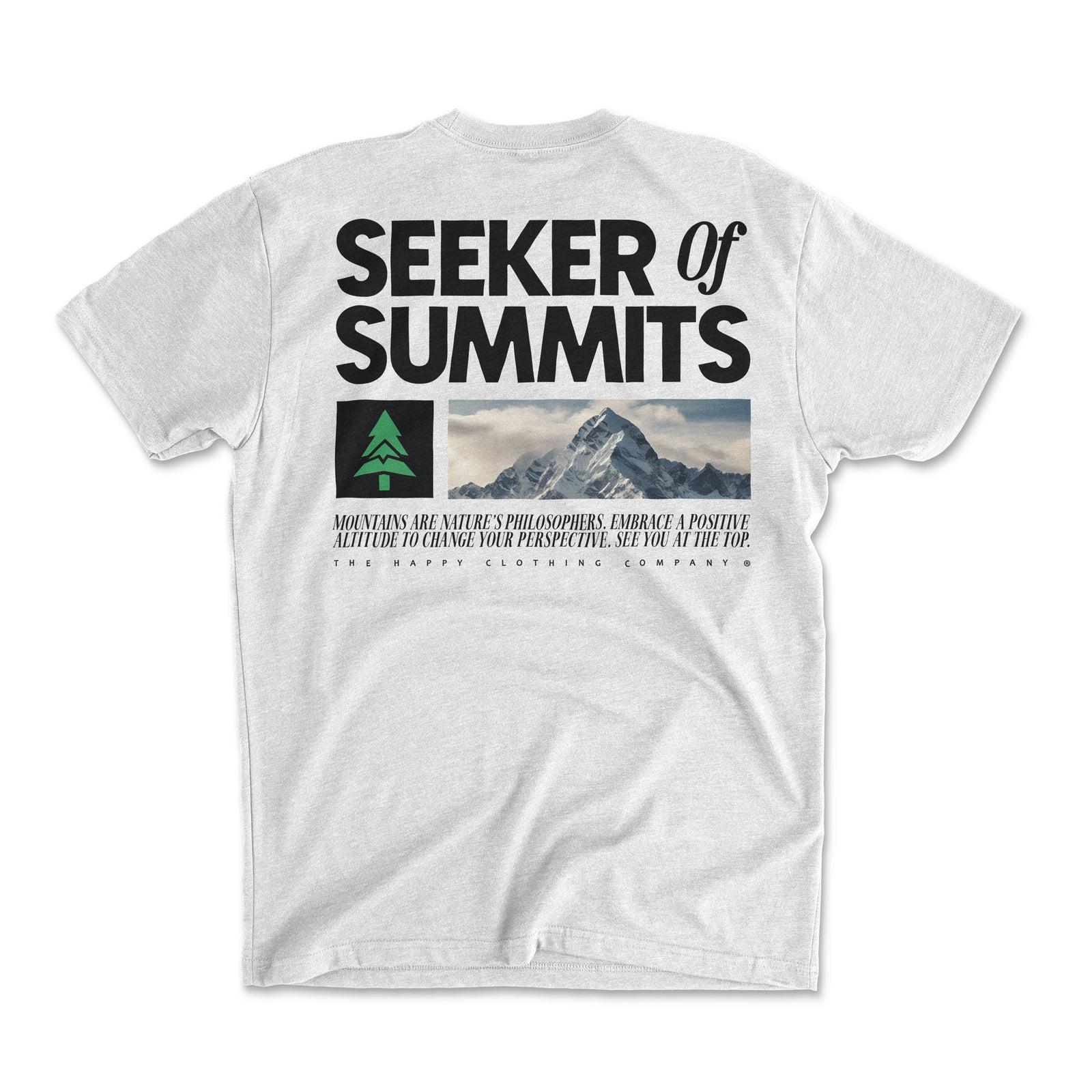 Seeker Of Summits Back Print 'Explorer Tee' | Lightweight Blend | - The Happy Clothing Company
