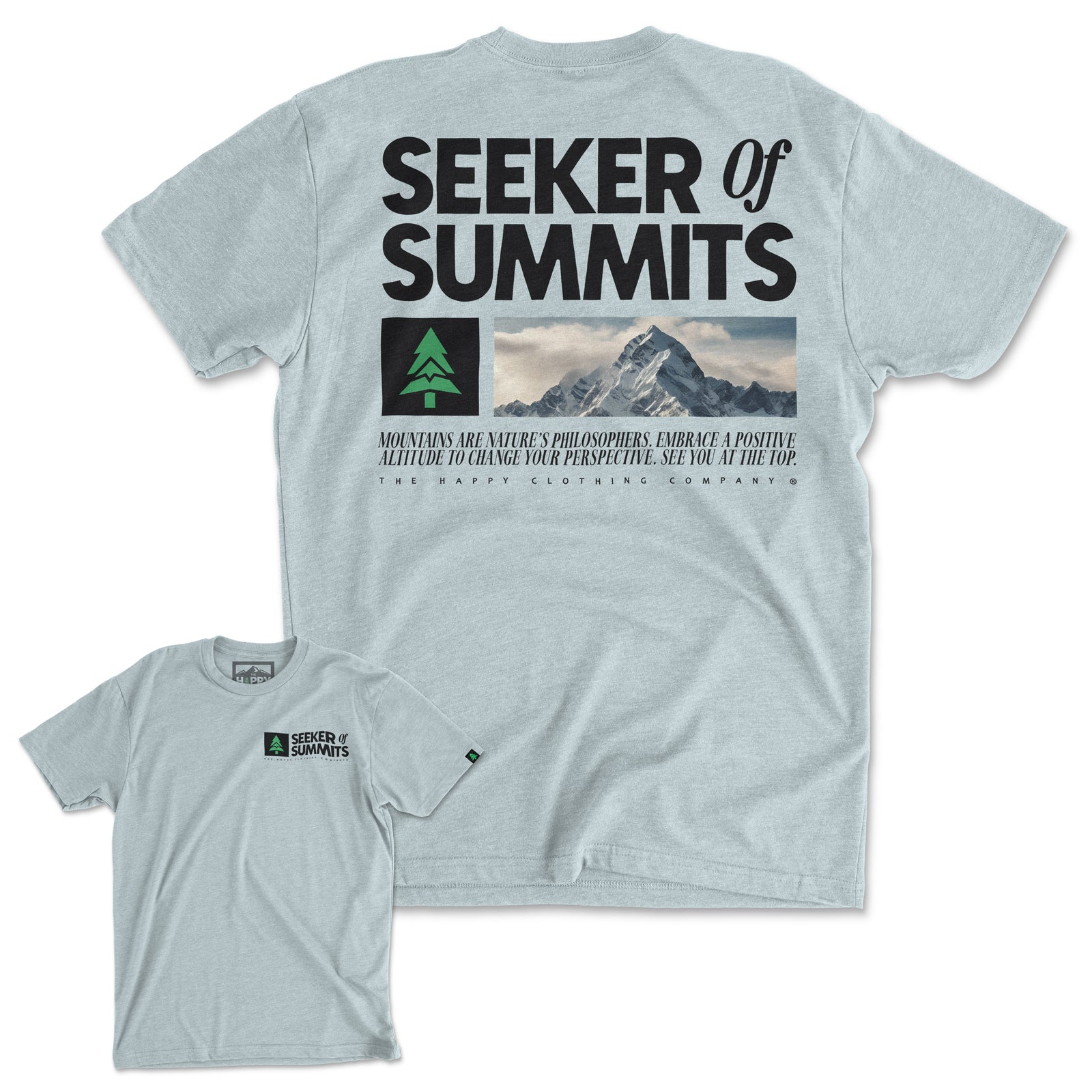 Seeker Of Summits Back Print 'Explorer Tee' | Lightweight Blend | - The Happy Clothing Company