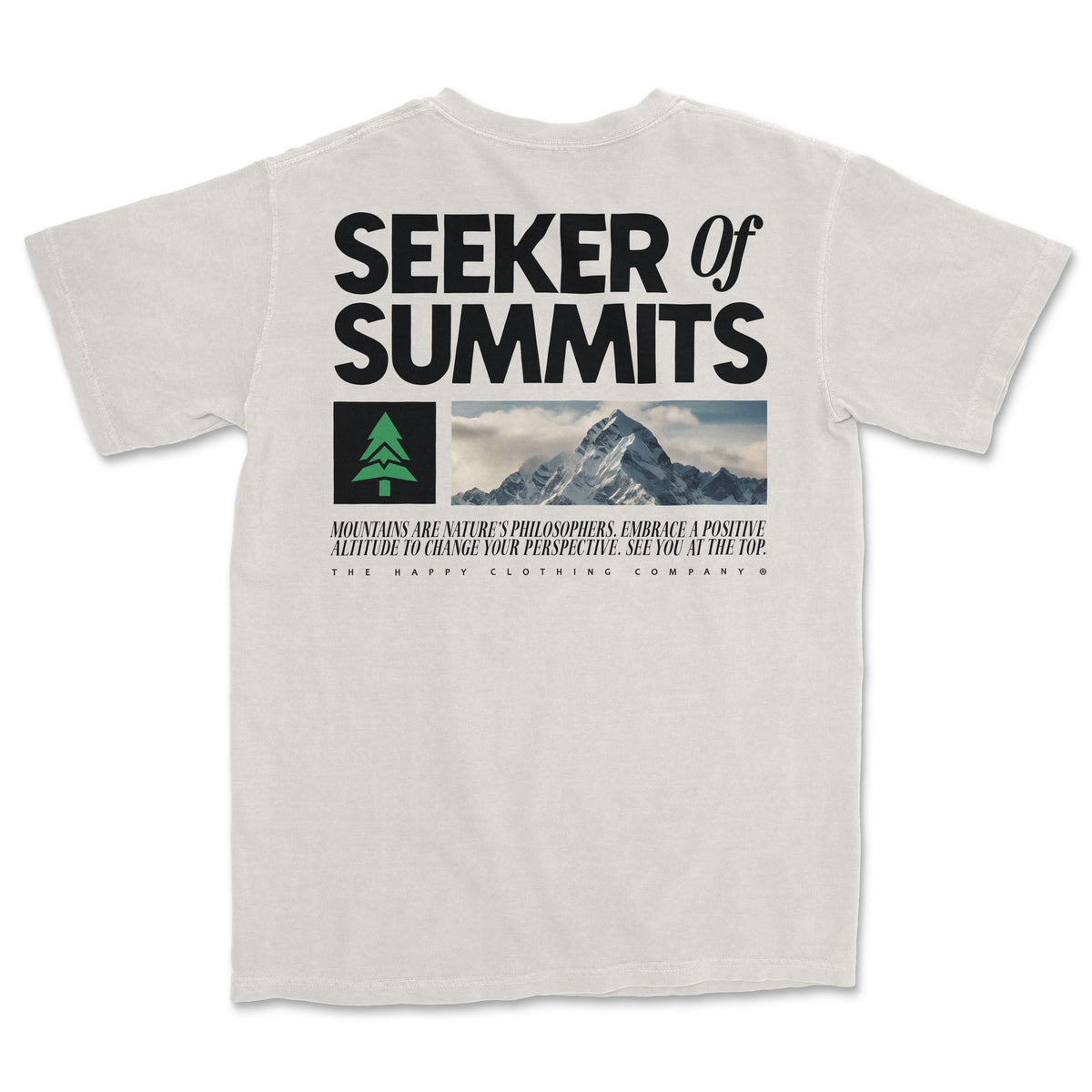 Seeker Of Summits Back Print 'Vintage Tee' | Oversized Heavyweight | - The Happy Clothing Company