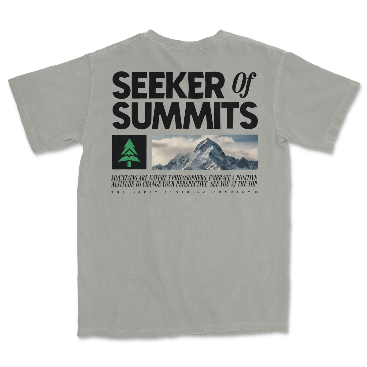 Seeker Of Summits Back Print 'Vintage Tee' | Oversized Heavyweight | - The Happy Clothing Company