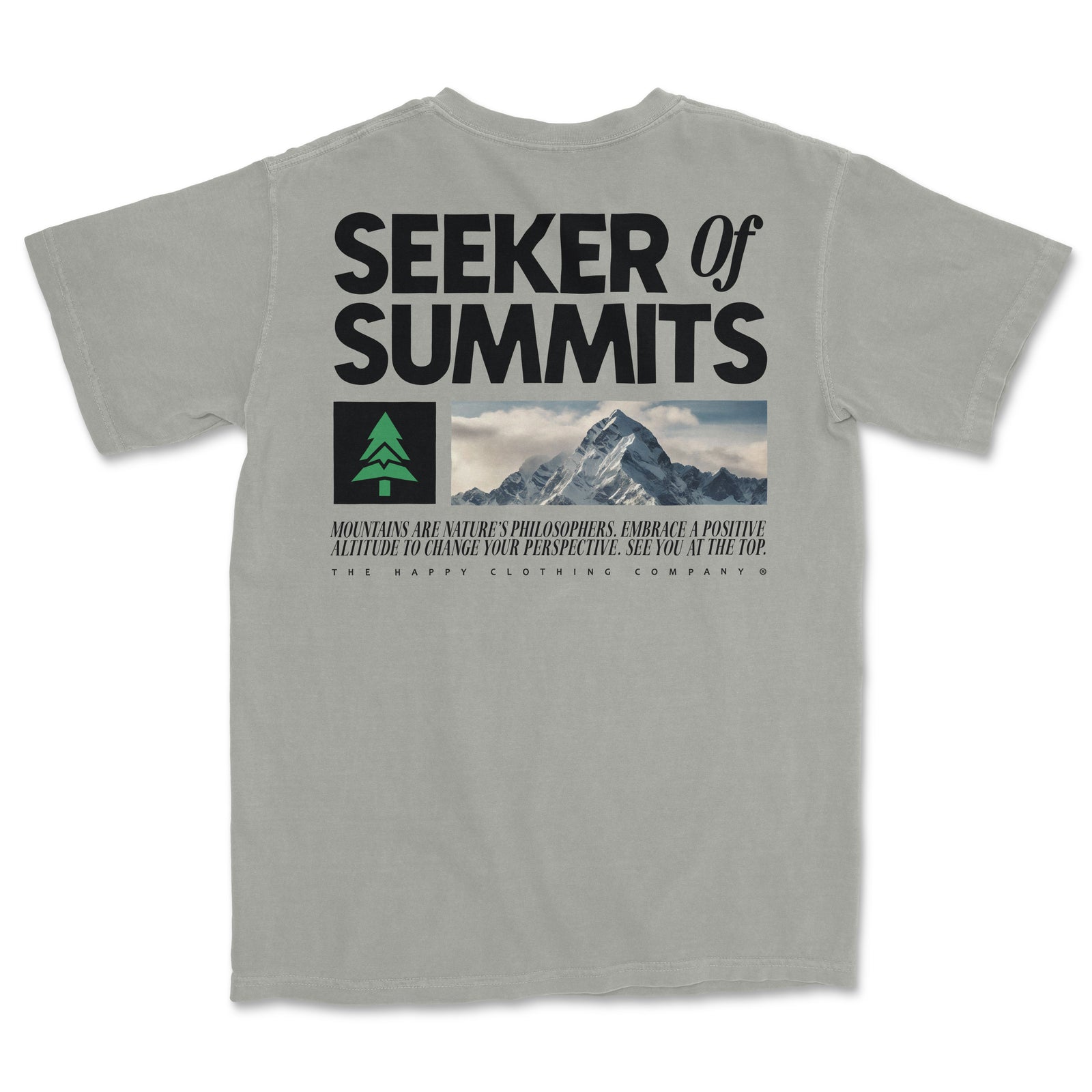 Seeker Of Summits Back Print 'Vintage Tee' | Oversized Heavyweight | - The Happy Clothing Company