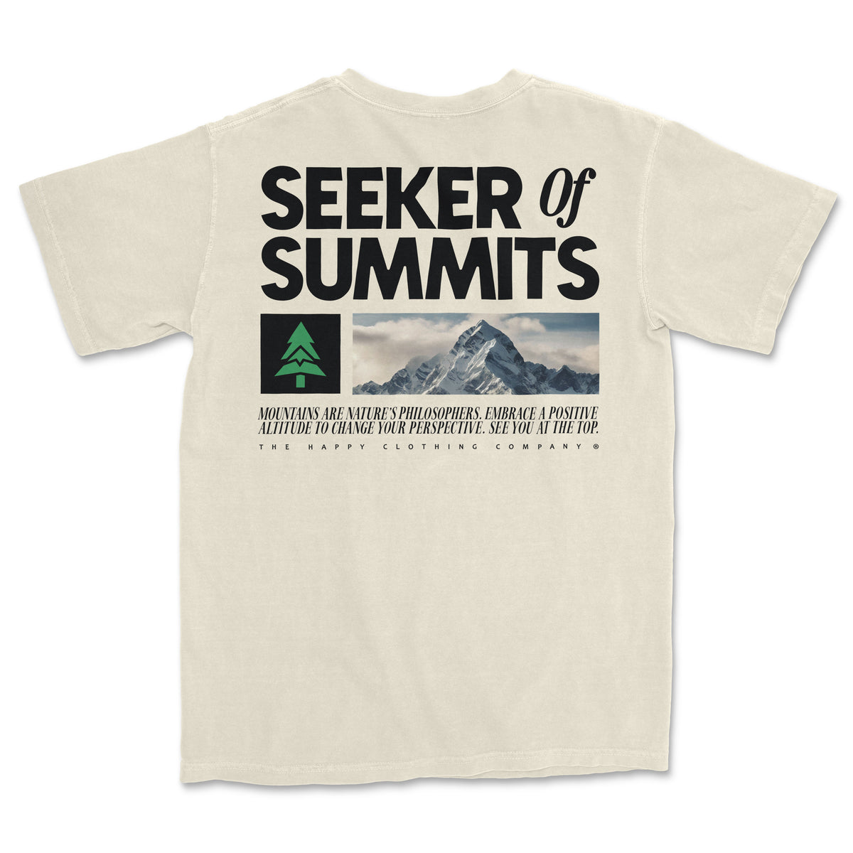 Seeker Of Summits Back Print 'Vintage Tee' | Oversized Heavyweight | - The Happy Clothing Company