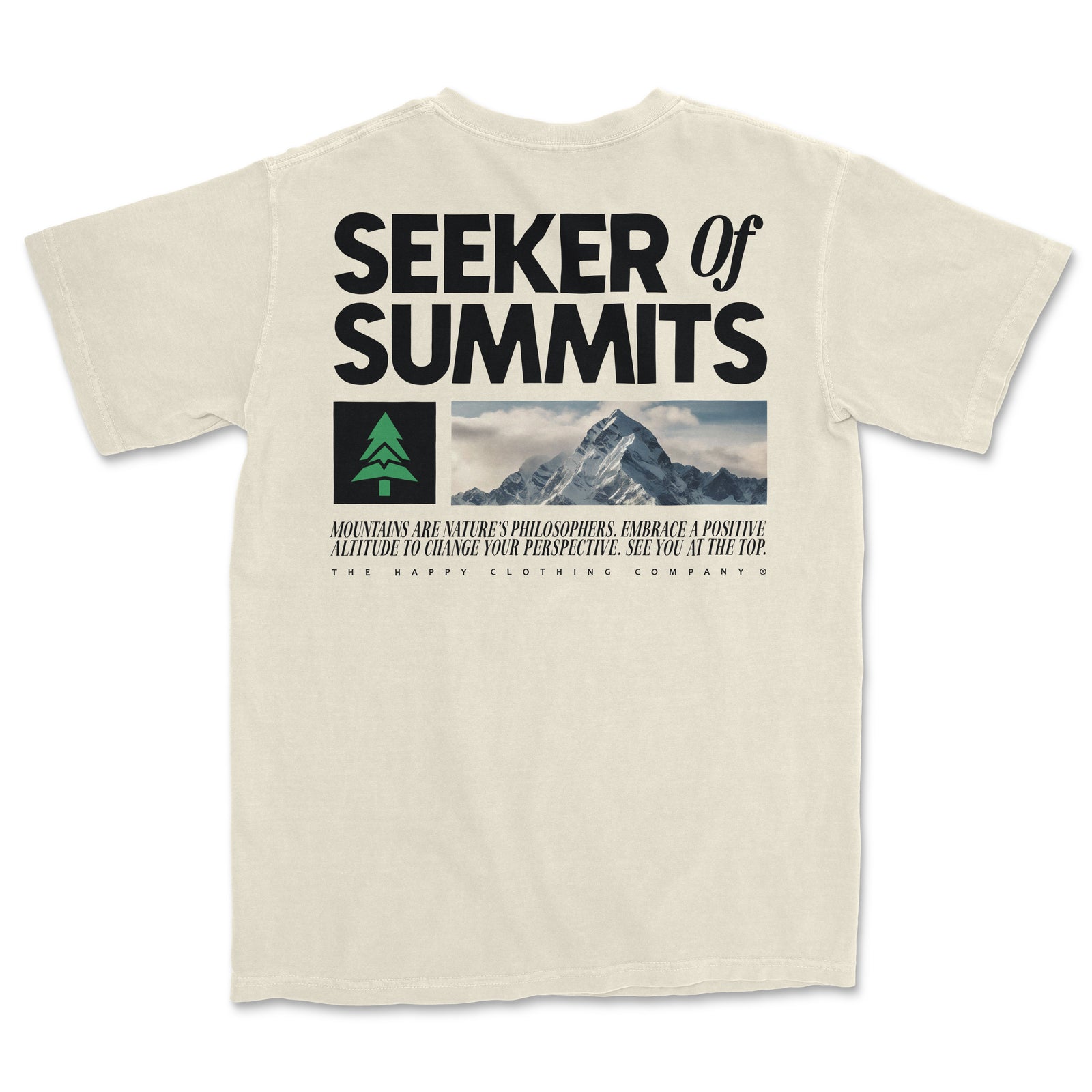 Seeker Of Summits Back Print 'Vintage Tee' | Oversized Heavyweight | - The Happy Clothing Company