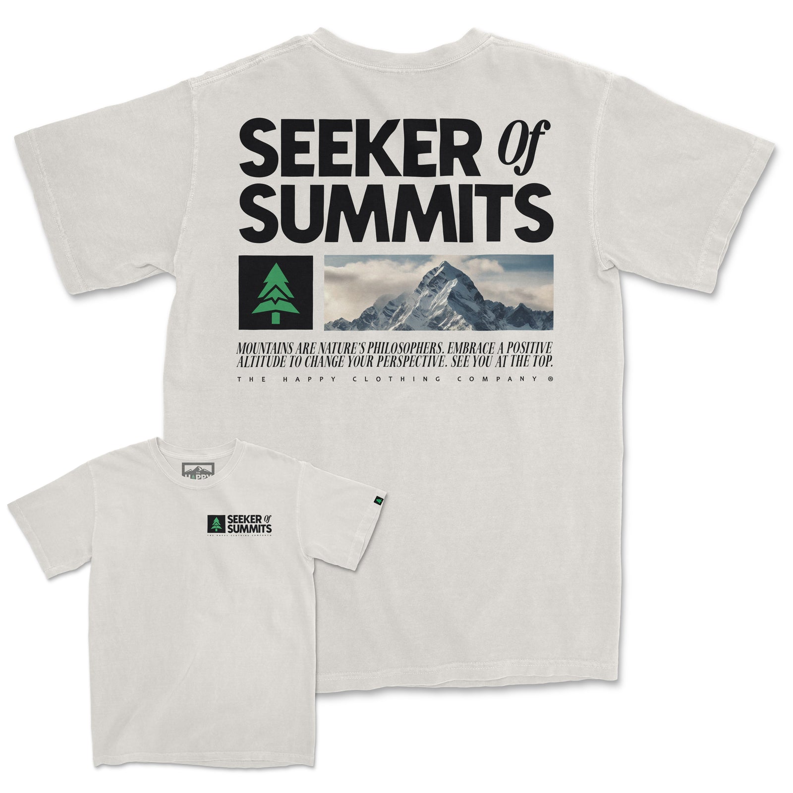 Seeker Of Summits Back Print 'Vintage Tee' | Oversized Heavyweight | - The Happy Clothing Company