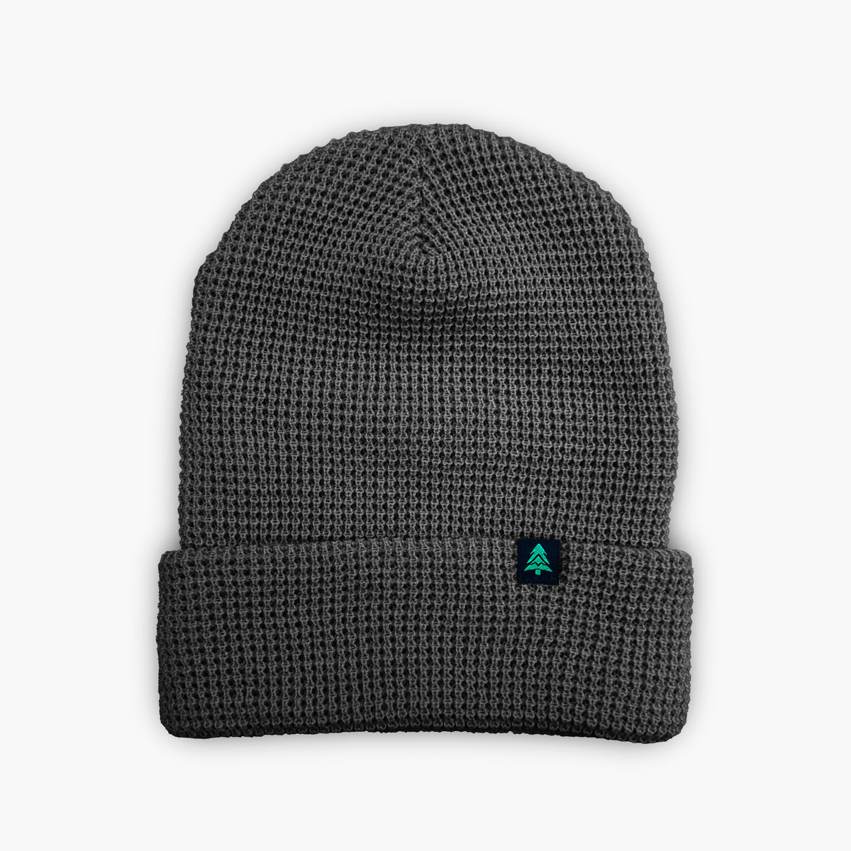 Mountain-Tree Label Waffle Cuffed Beanie - The Happy Clothing Company