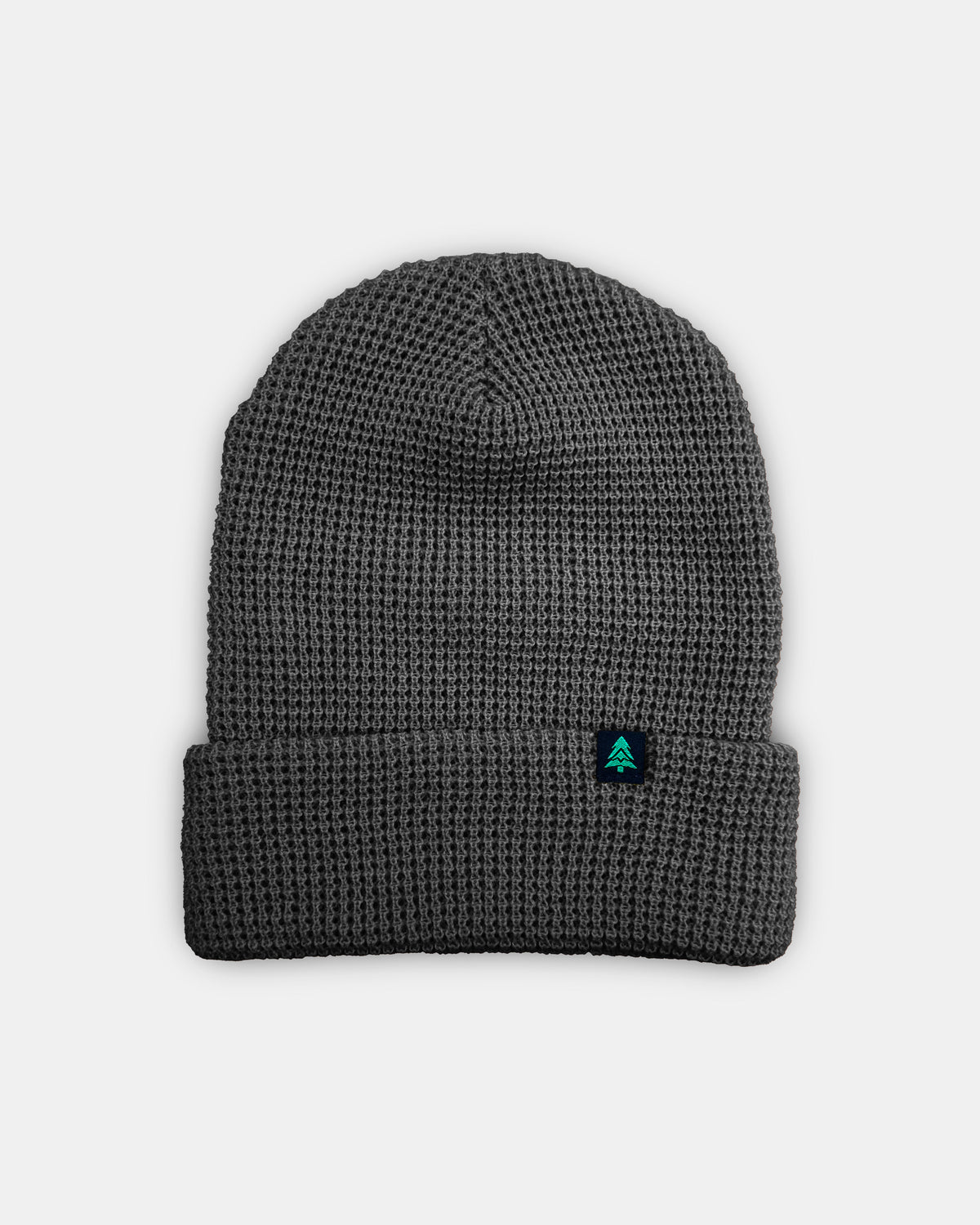 Mountain-Tree Label Waffle Cuffed Beanie - The Happy Clothing Company