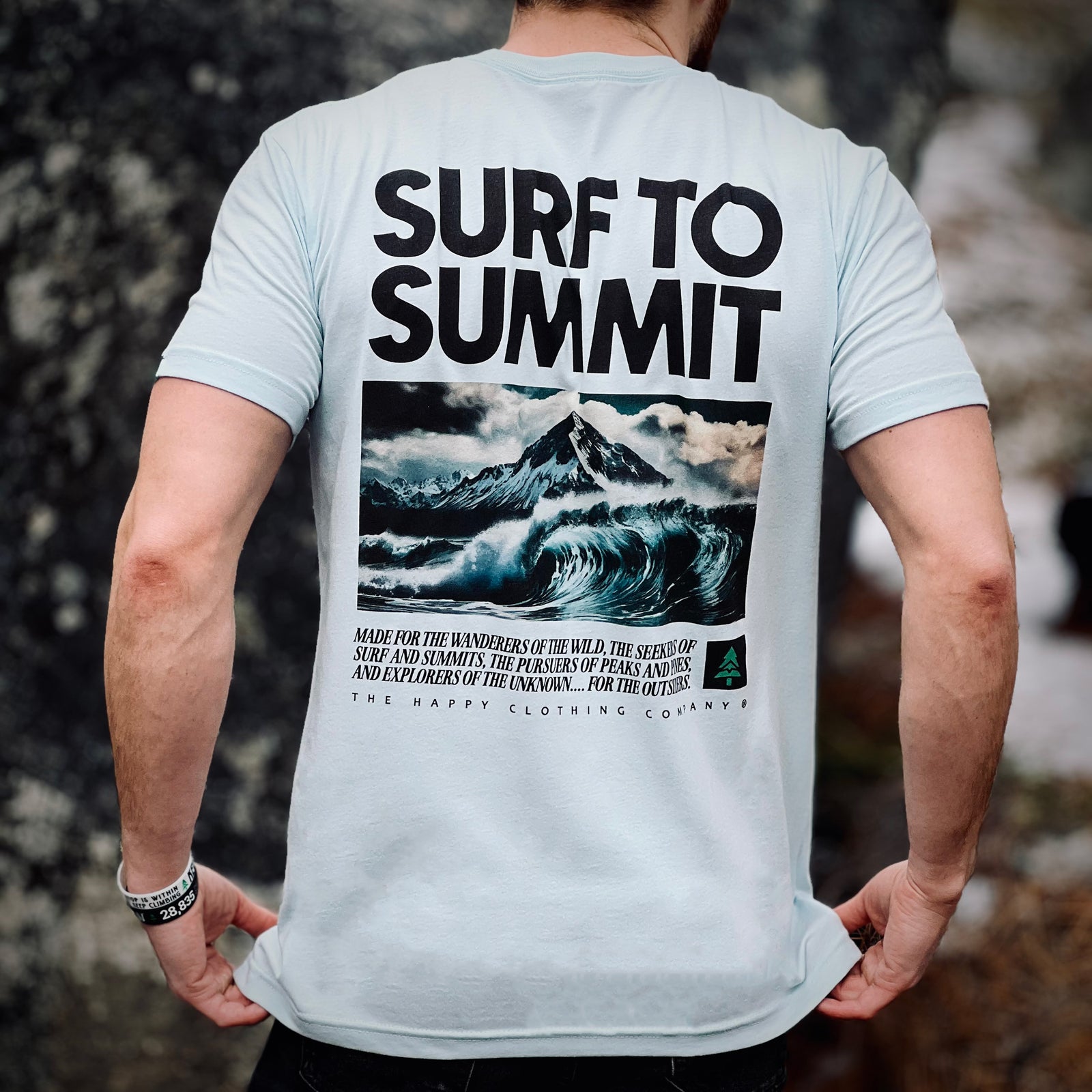 Surf To Summit Back Print 'Explorer Tee' | Lightweight Blend | - The Happy Clothing Company