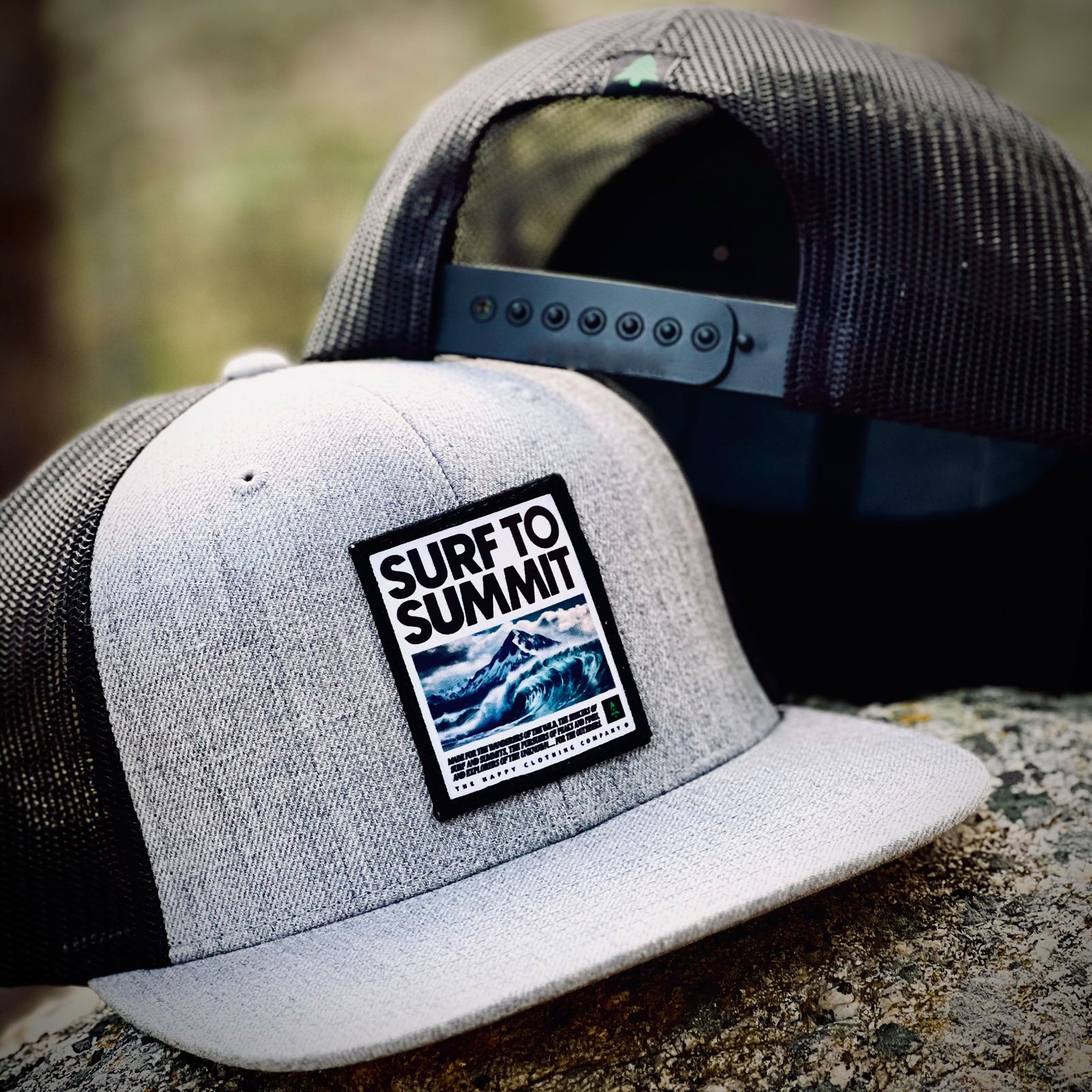 Surf To Summit Printed Patch Wool Front Snapback - The Happy Clothing Company