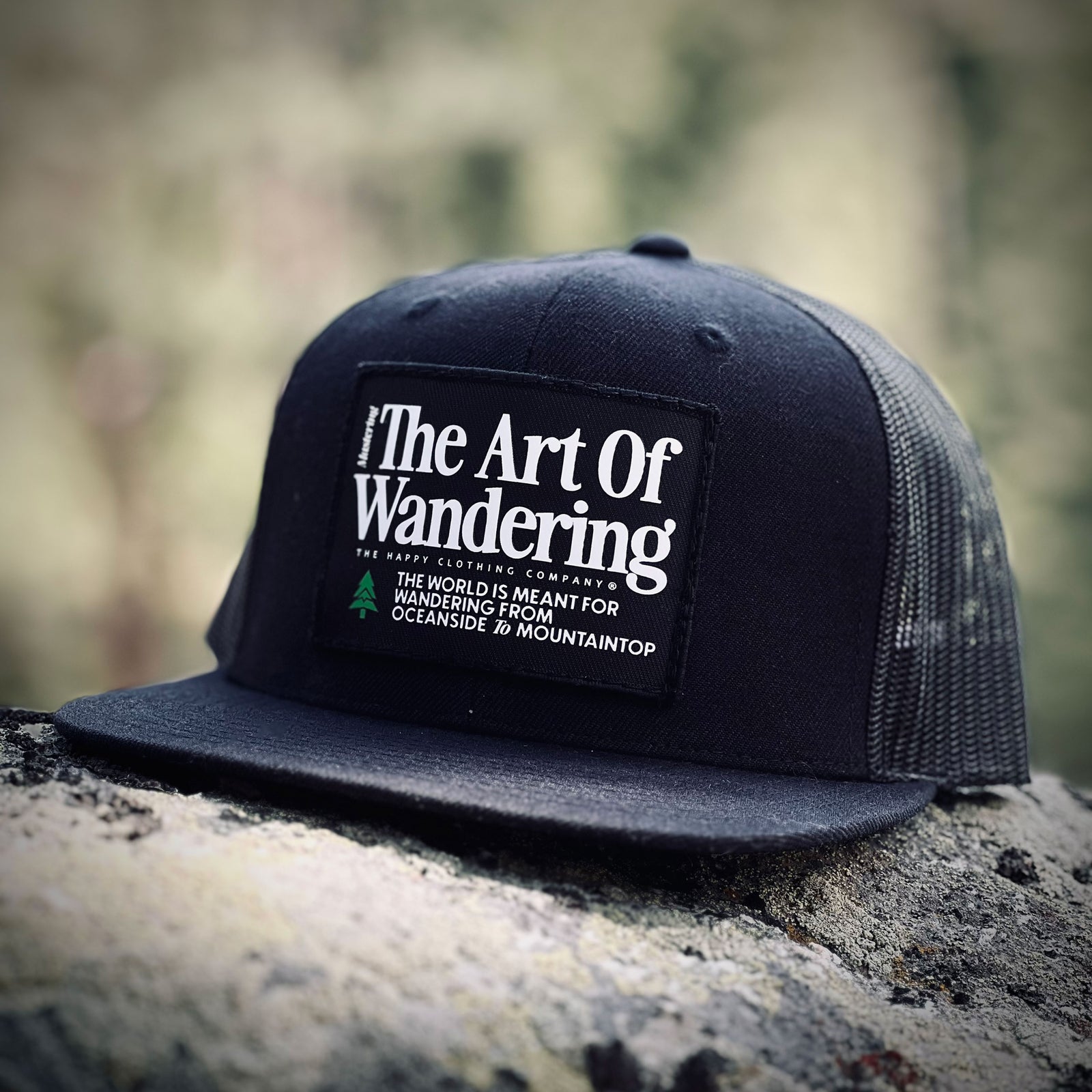 The Art Of Wandering Printed Patch Wool Front Snapback - The Happy Clothing Company
