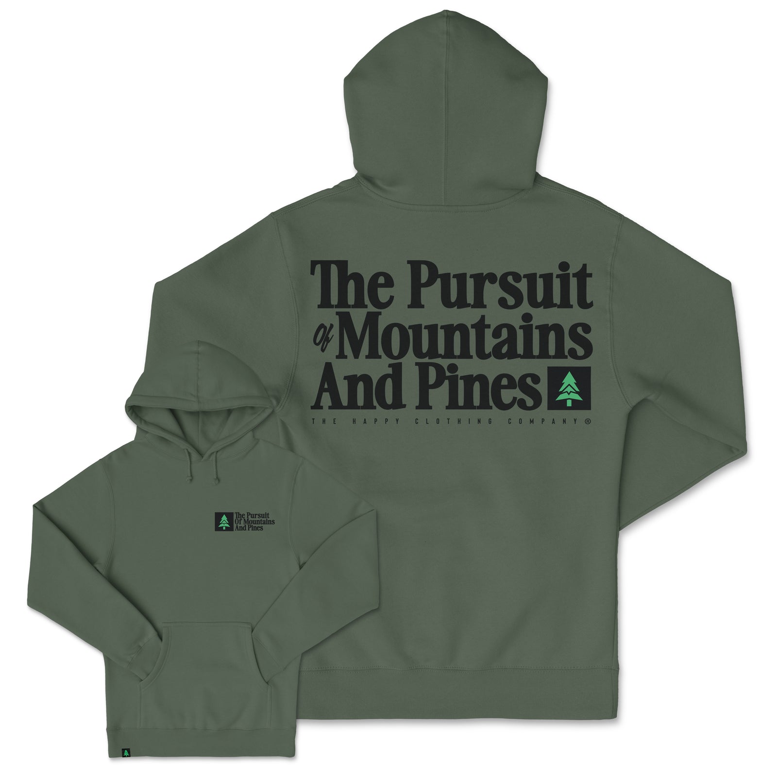 The Pursuit Of Mountains and Pines Heavyweight Hoodie - The Happy Clothing Company