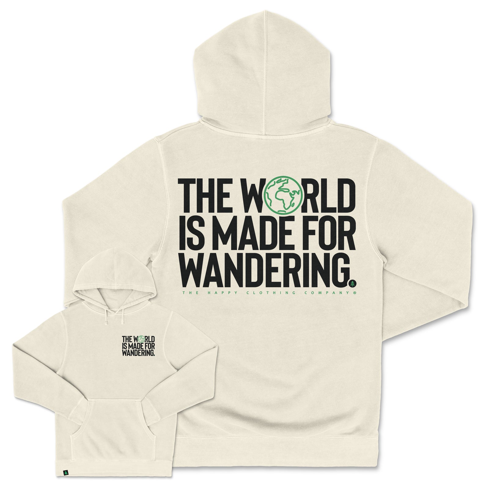 The World Is Made For Wandering Nature-Dyed Unisex Hoodie - The Happy Clothing Company