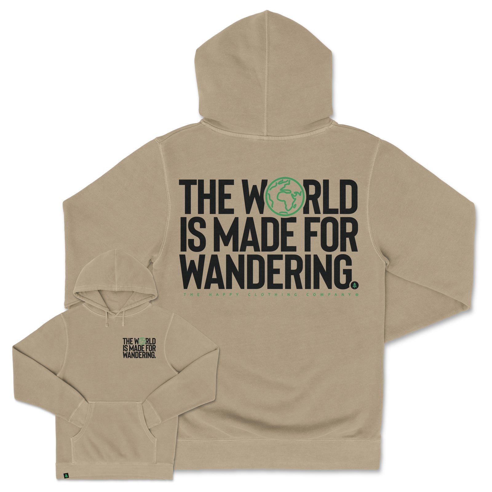 The World Is Made For Wandering Nature-Dyed Unisex Hoodie - The Happy Clothing Company