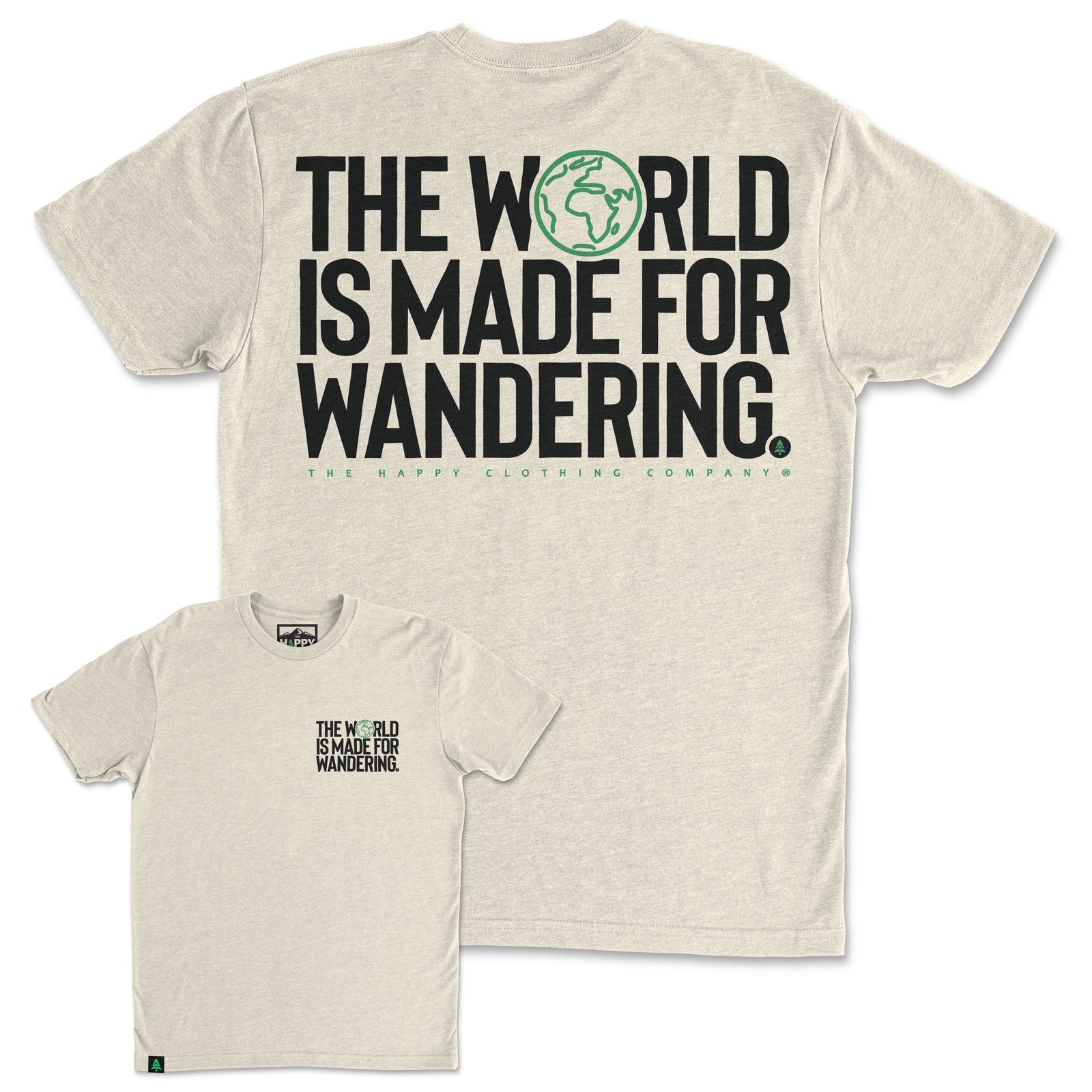 The World Is Made For Wandering Back Print 'Trail Tee' | Lightweight Blend | - The Happy Clothing Company