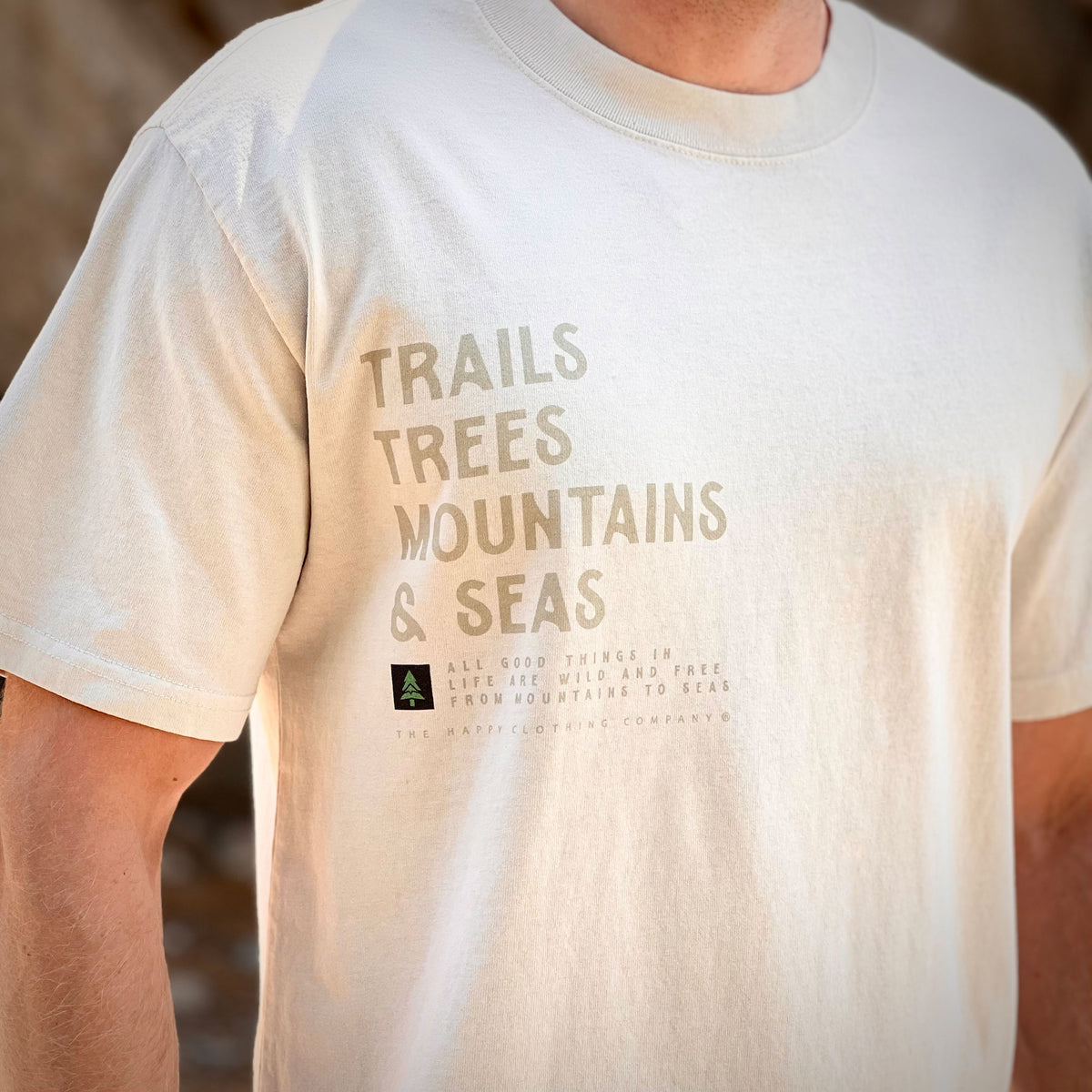 Trails Trees Mountains and Seas Faded Tee | Oversized Heavyweight | - The Happy Clothing Company
