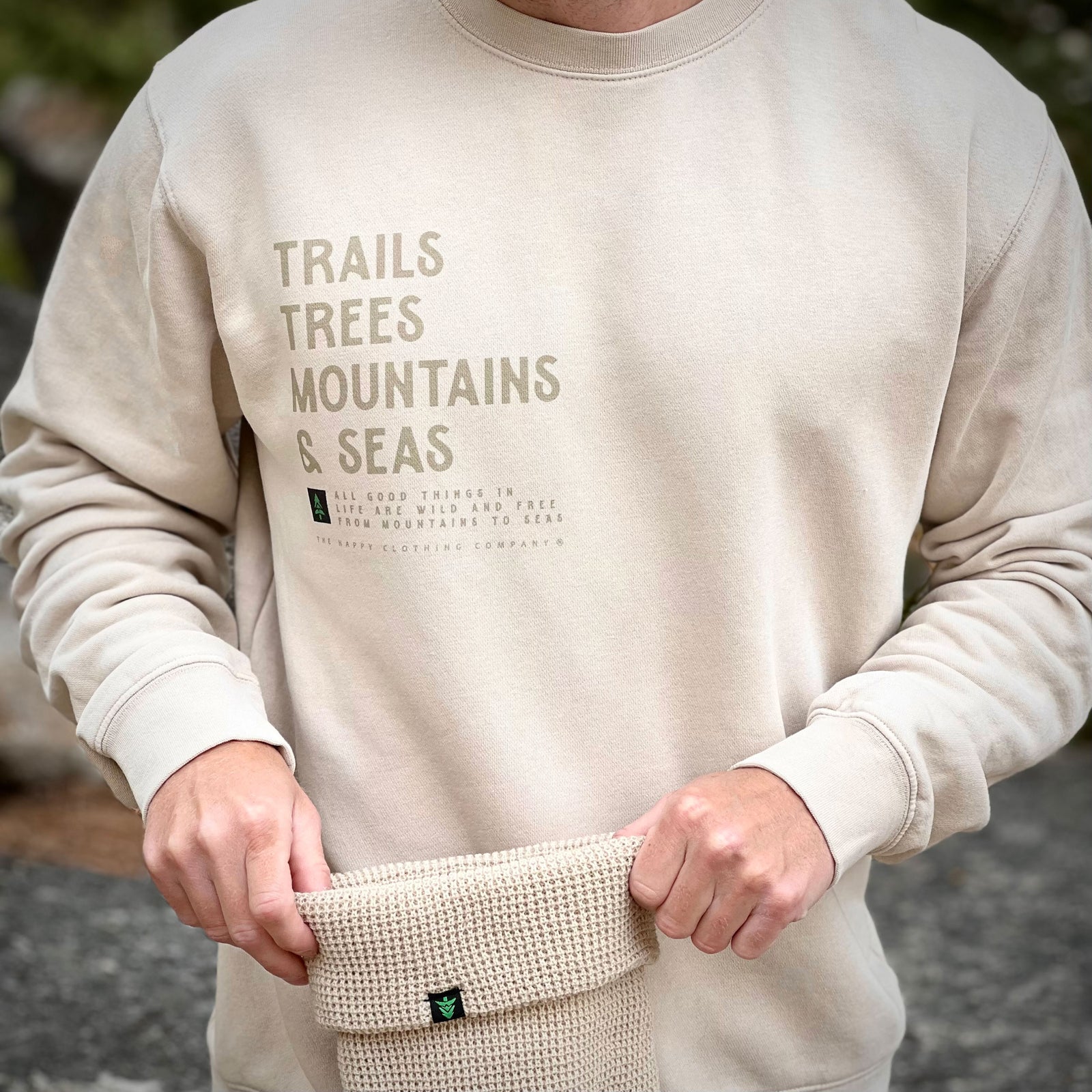 Trails Trees Mountains & Seas Nature-Dyed Crew - The Happy Clothing Company
