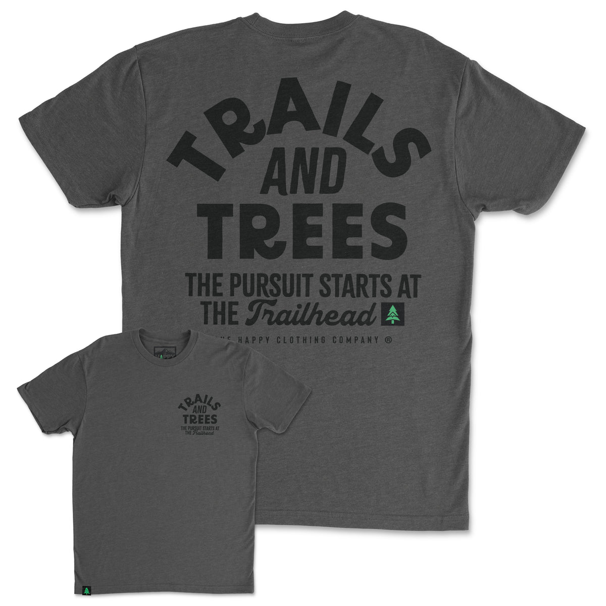 Trails and Trees Back Print 'Trail Tee' | Lightweight Blend | - The Happy Clothing Company