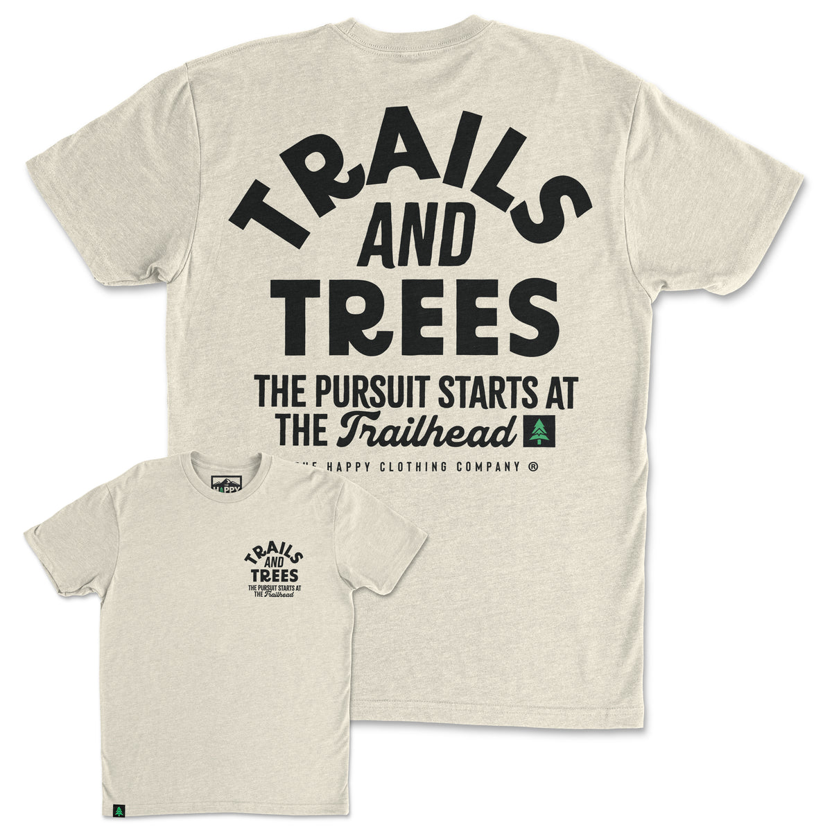 Trails and Trees Back Print 'Trail Tee' | Lightweight Blend | - The Happy Clothing Company