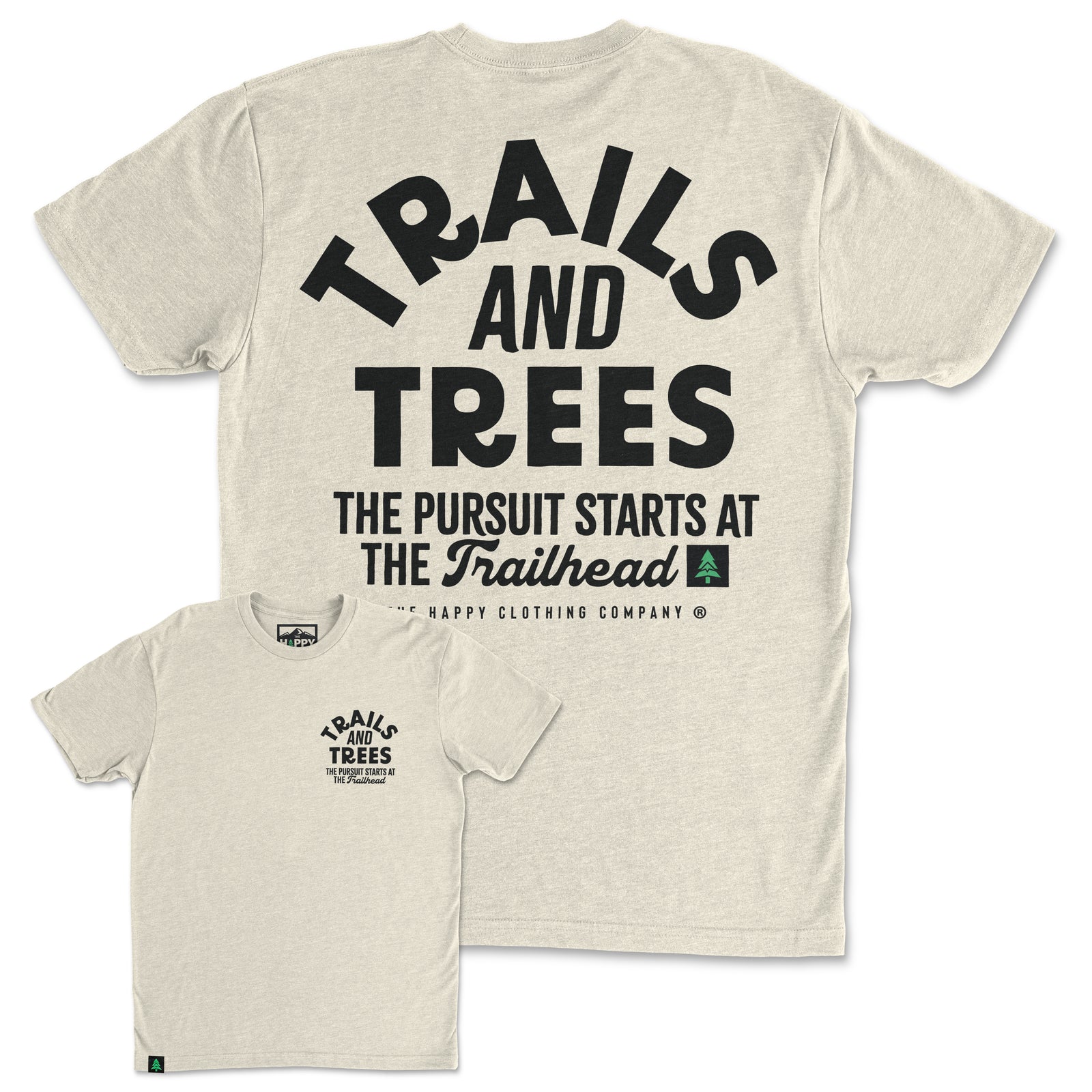 Trails and Trees Back Print 'Trail Tee' | Lightweight Blend | - The Happy Clothing Company