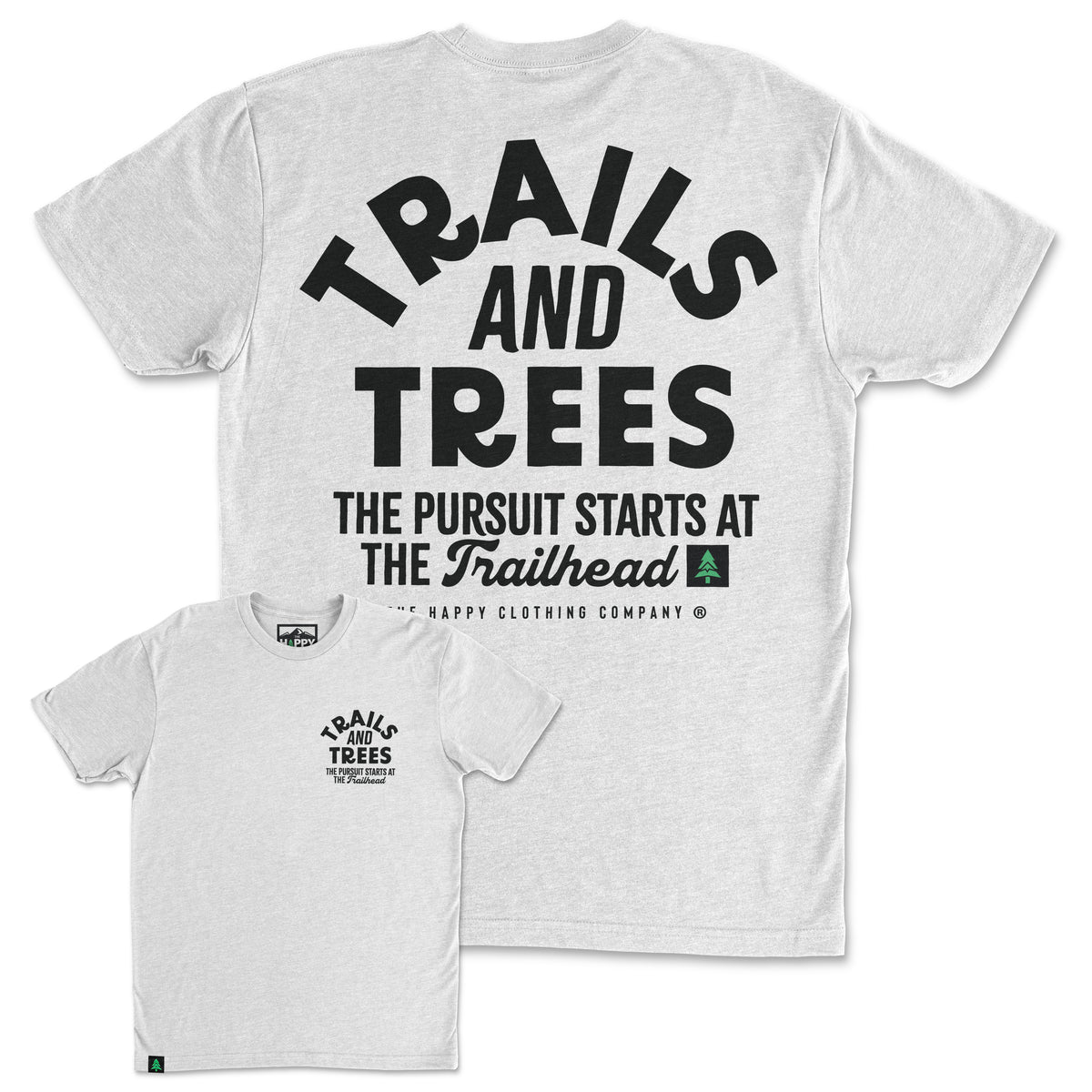 Trails and Trees Back Print 'Trail Tee' | Lightweight Blend | - The Happy Clothing Company