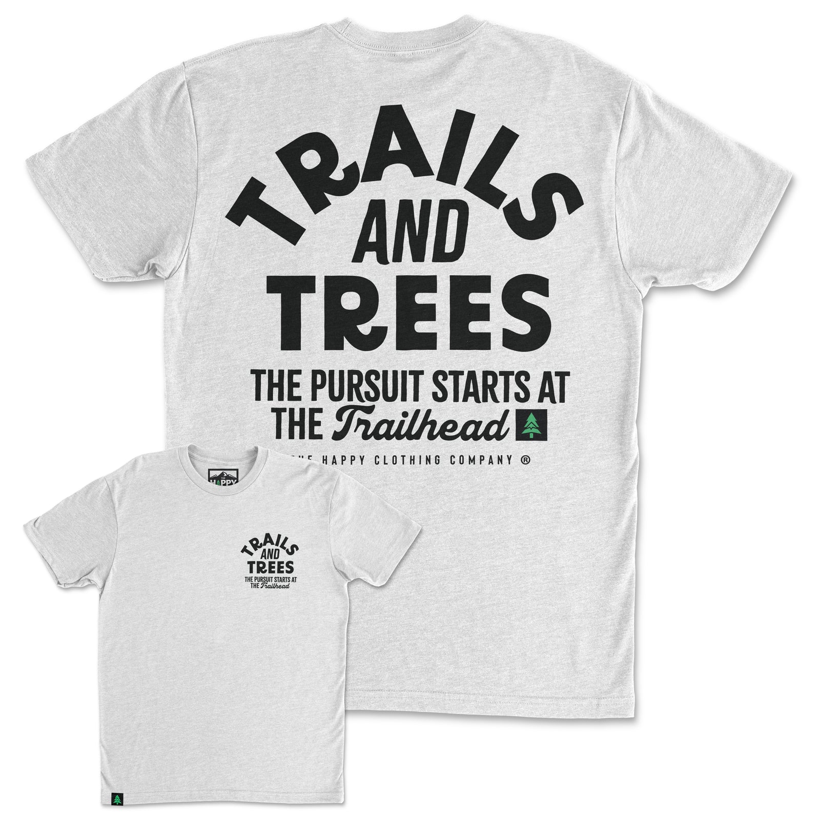 Trails and Trees Back Print 'Trail Tee' | Lightweight Blend | - The Happy Clothing Company
