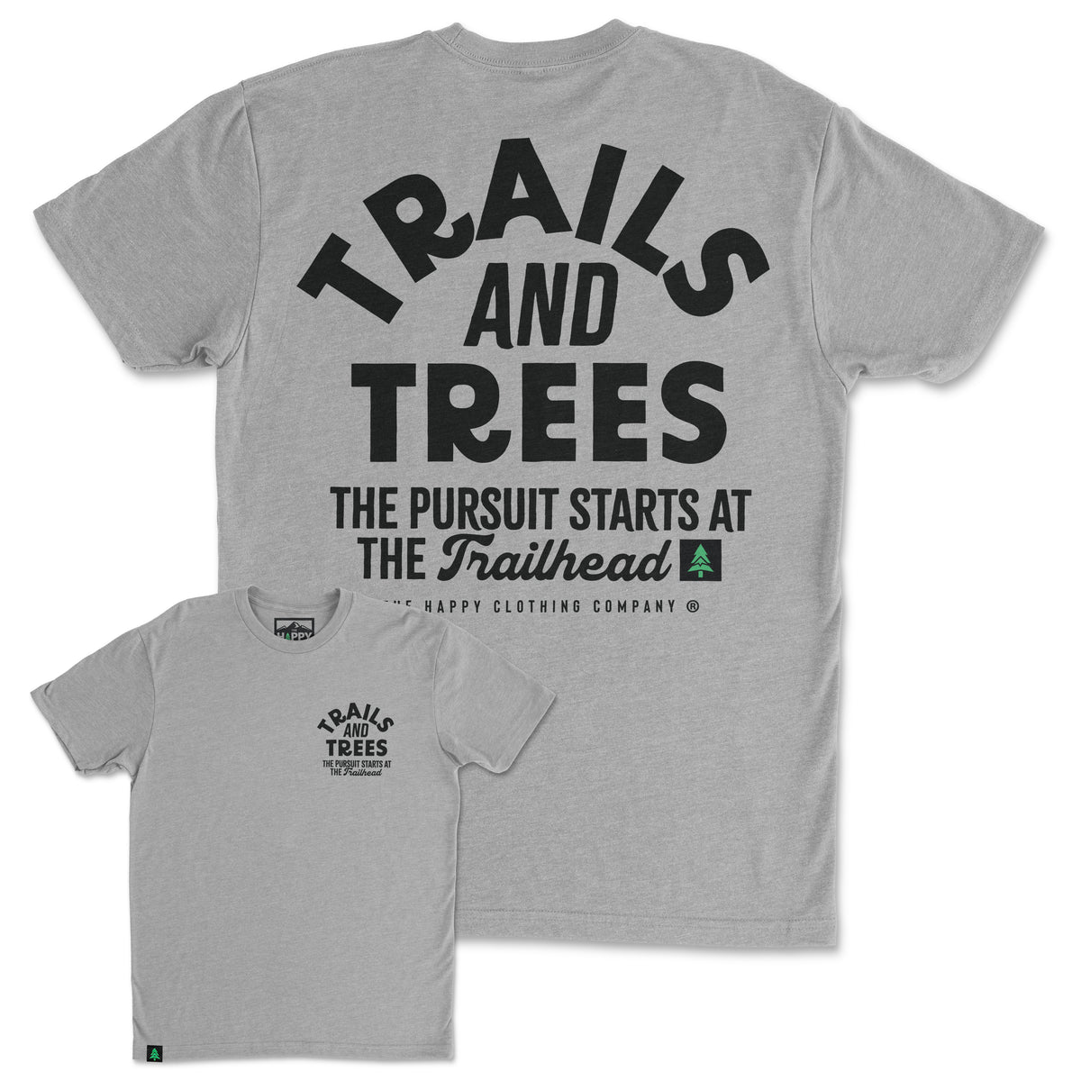 Trails and Trees Back Print 'Trail Tee' | Lightweight Blend | - The Happy Clothing Company