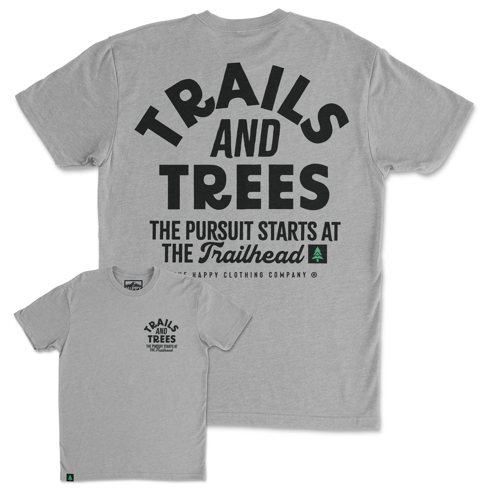 Trails and Trees Back Print 'Trail Tee' | Lightweight Blend | - The Happy Clothing Company