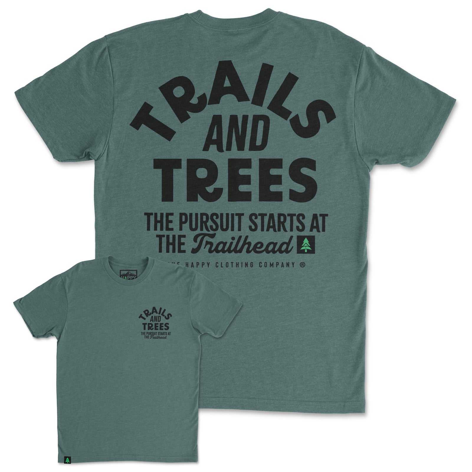 Trails and Trees Back Print 'Trail Tee' | Lightweight Blend | - The Happy Clothing Company