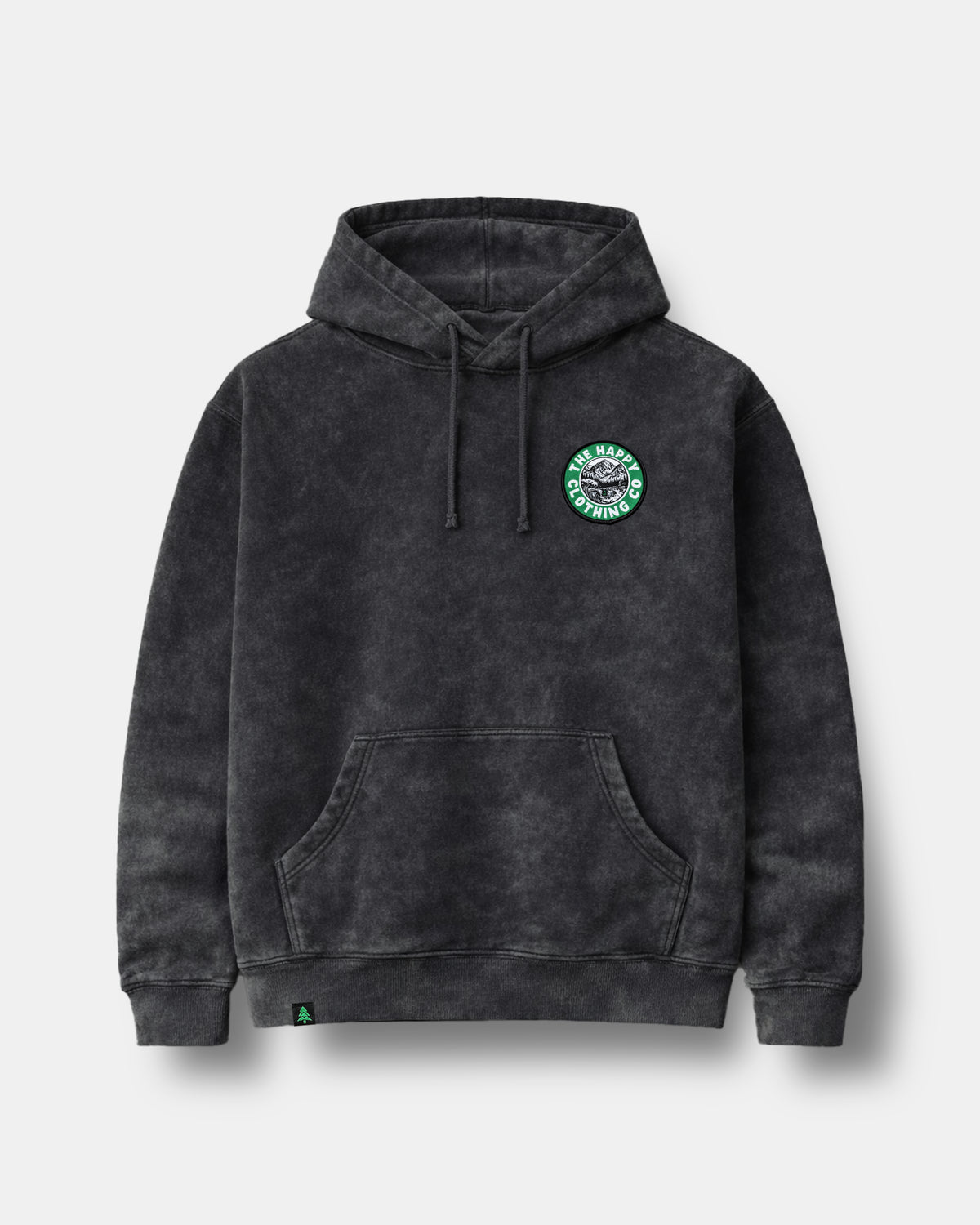Mineral Wash Unisex Hoodie w / Vintage Happy Co. Patch - The Happy Clothing Company