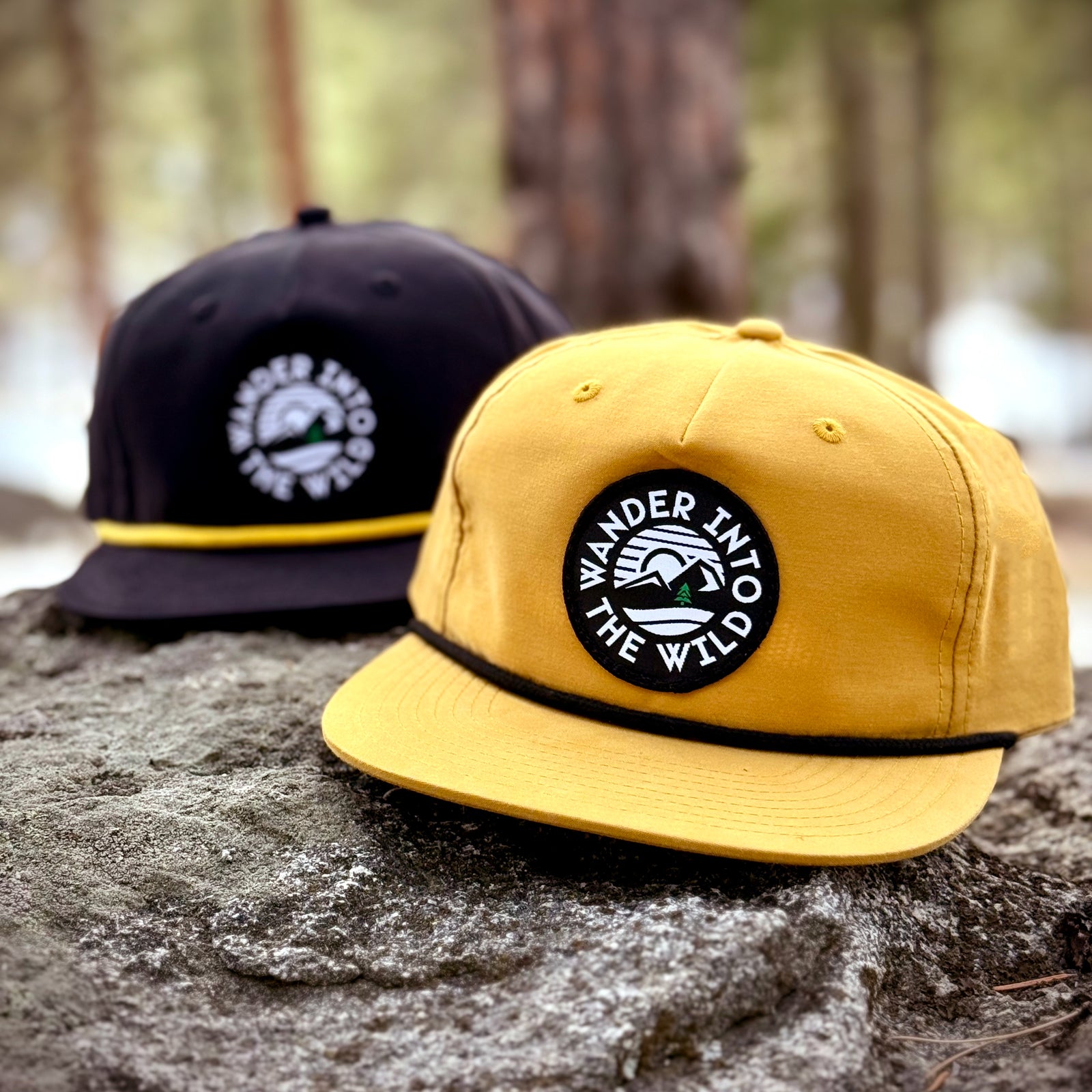 Wander Into The Wild 5 Panel Vintage Cap with Rope - The Happy Clothing Company