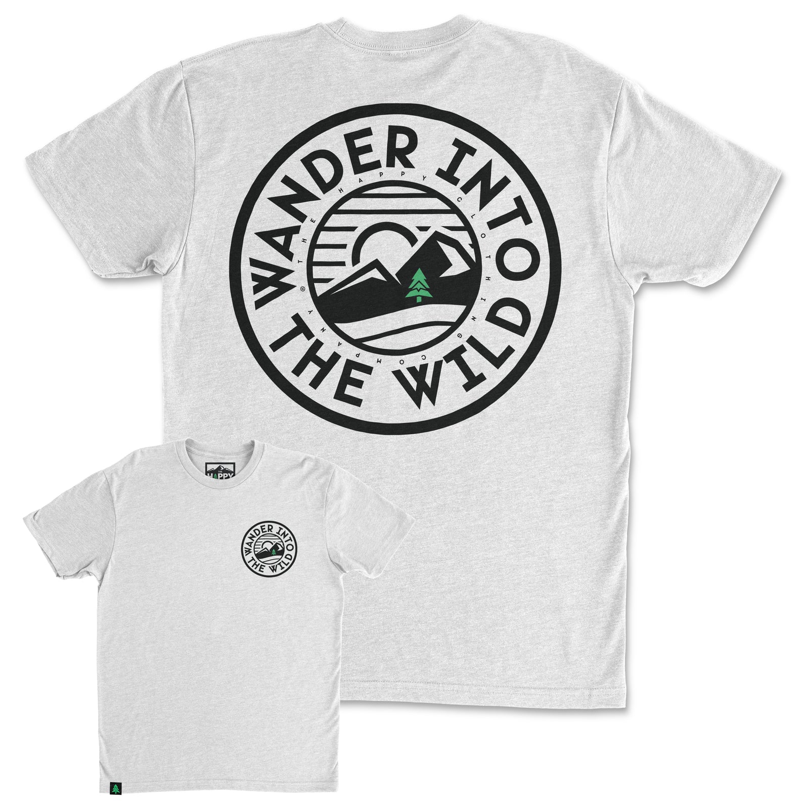 Wander Into The Wild Back Print 'Trail Tee' | Lightweight Blend | - The Happy Clothing Company