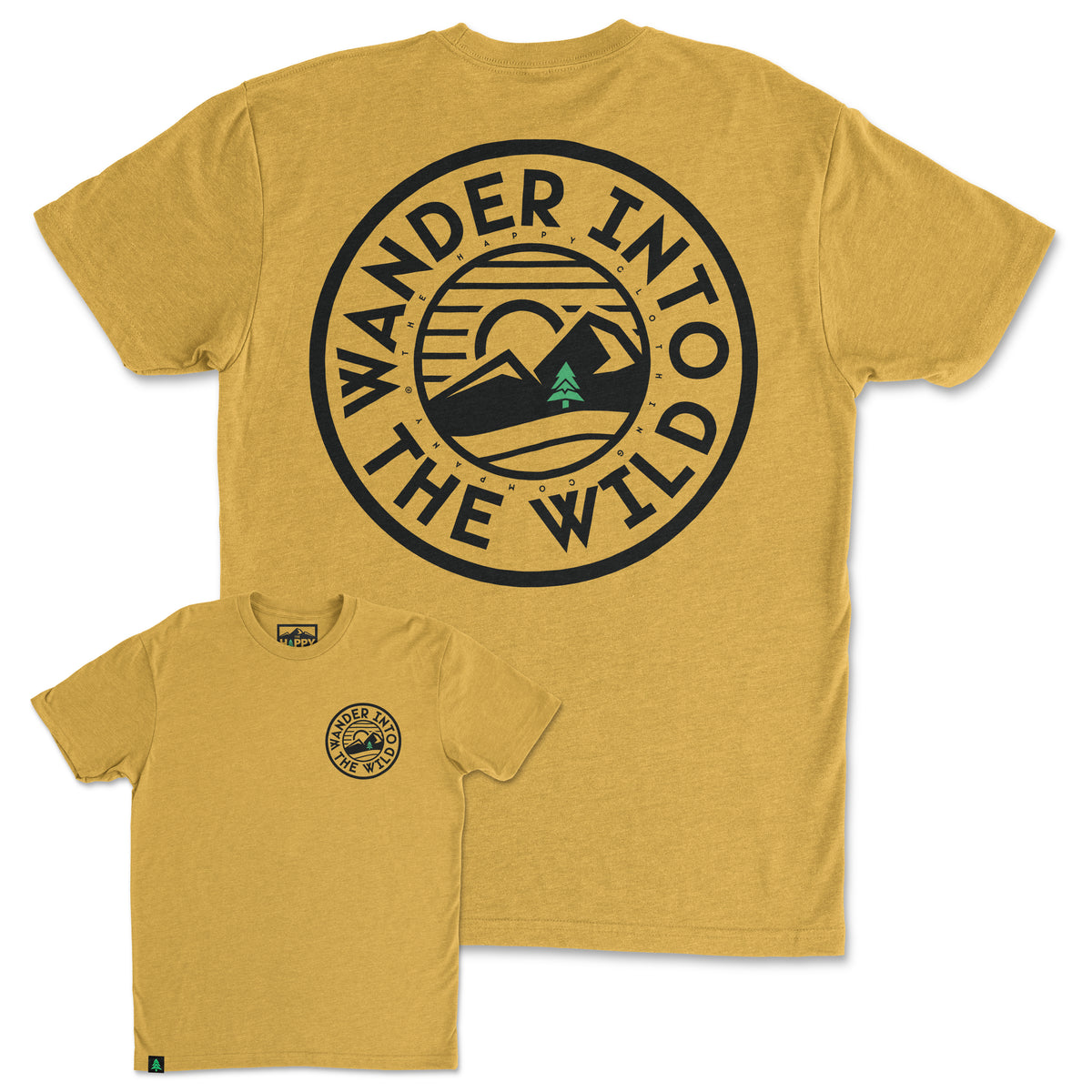 Wander Into The Wild Back Print 'Trail Tee' | Lightweight Blend | - The Happy Clothing Company