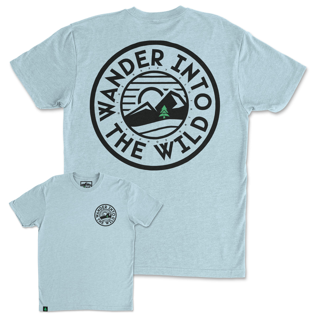 Wander Into The Wild Back Print 'Trail Tee' | Lightweight Blend | - The Happy Clothing Company