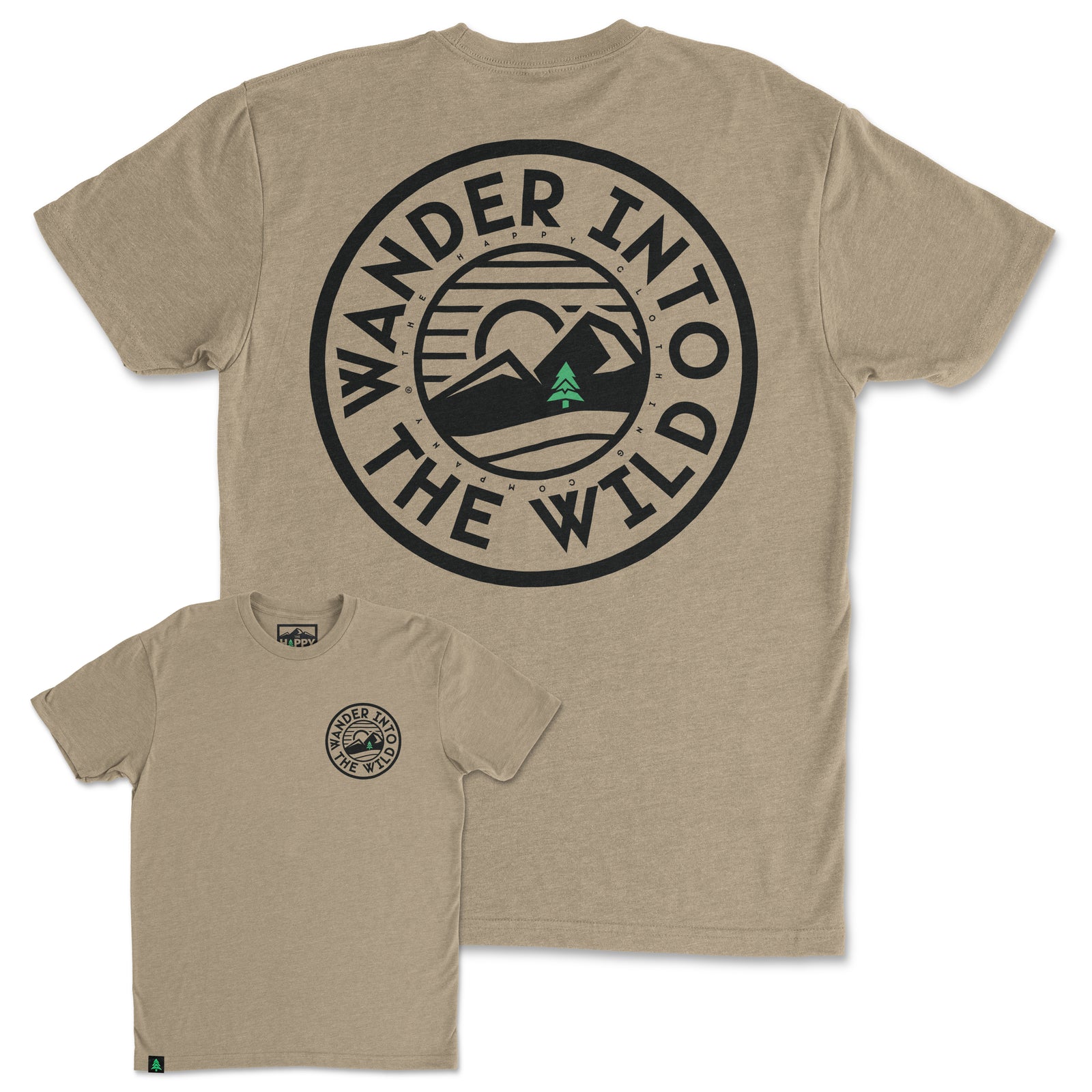 Wander Into The Wild Back Print 'Trail Tee' | Lightweight Blend | - The Happy Clothing Company