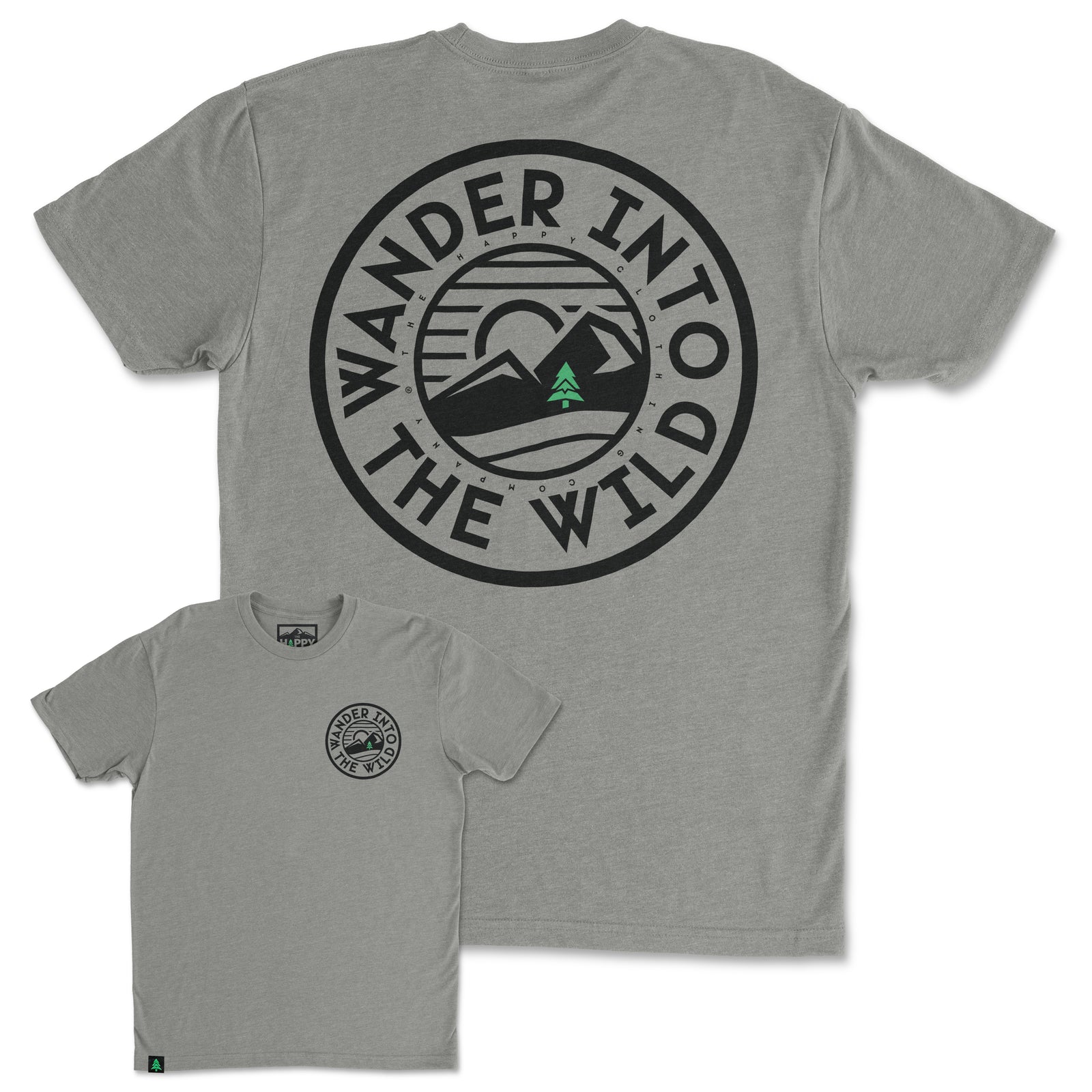 Wander Into The Wild Back Print 'Trail Tee' | Lightweight Blend | - The Happy Clothing Company