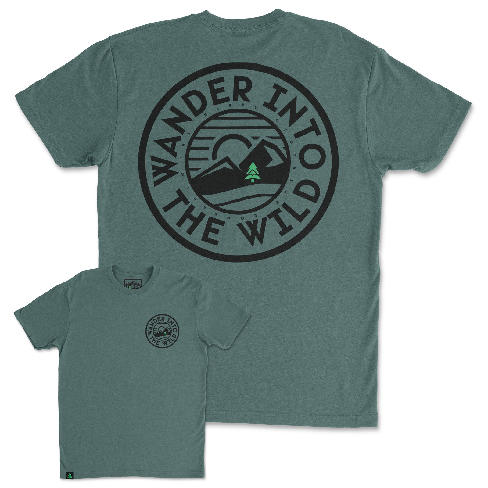 Wander Into The Wild Back Print 'Trail Tee' | Lightweight Blend | - The Happy Clothing Company