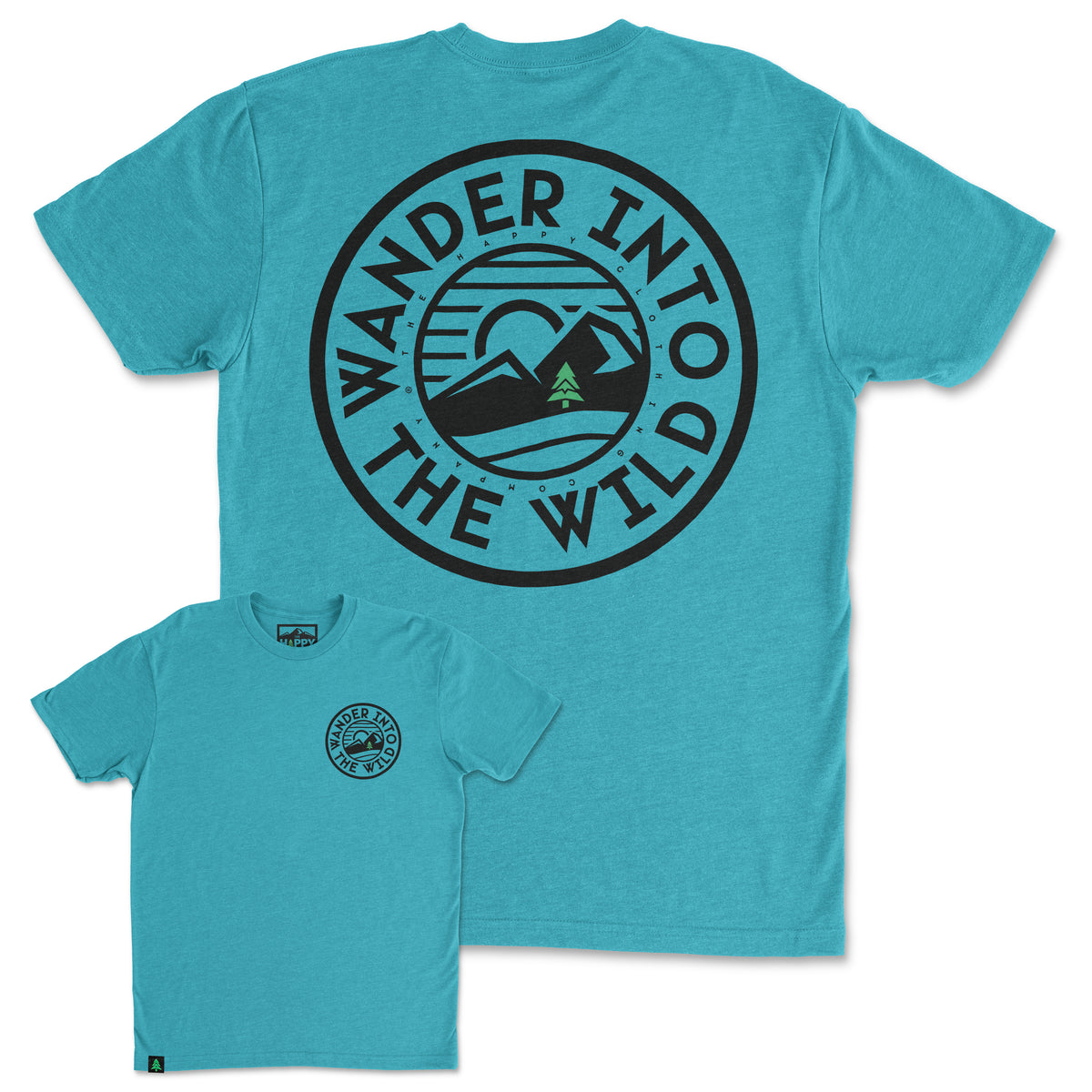 Wander Into The Wild Back Print 'Trail Tee' | Lightweight Blend | - The Happy Clothing Company