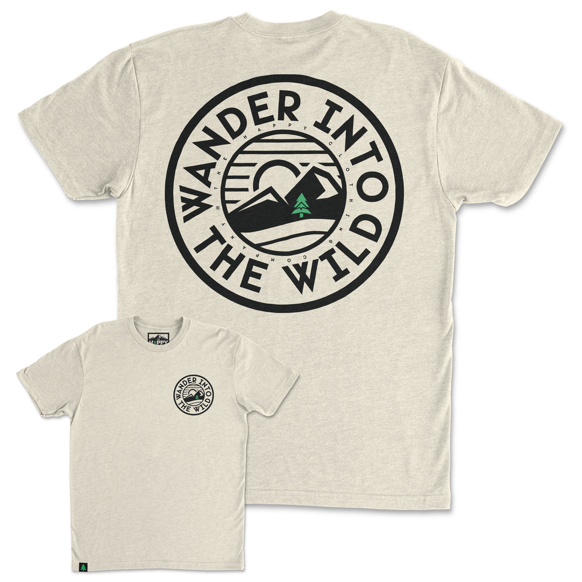Wander Into The Wild Back Print 'Trail Tee' | Lightweight Blend | - The Happy Clothing Company
