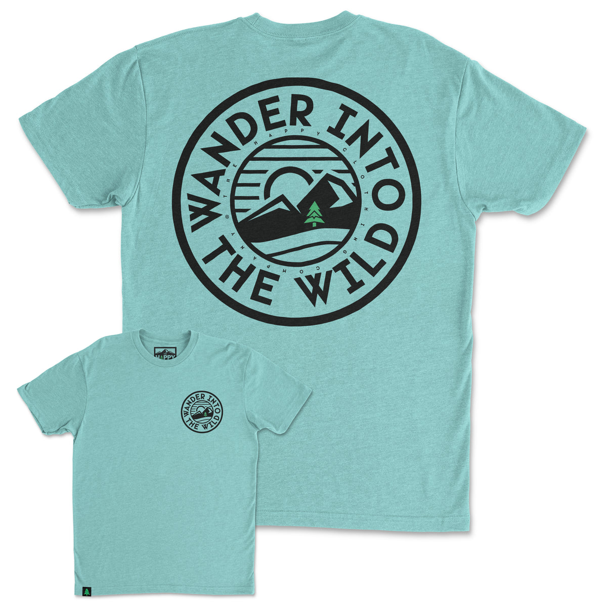 Wander Into The Wild Back Print 'Trail Tee' | Lightweight Blend | - The Happy Clothing Company