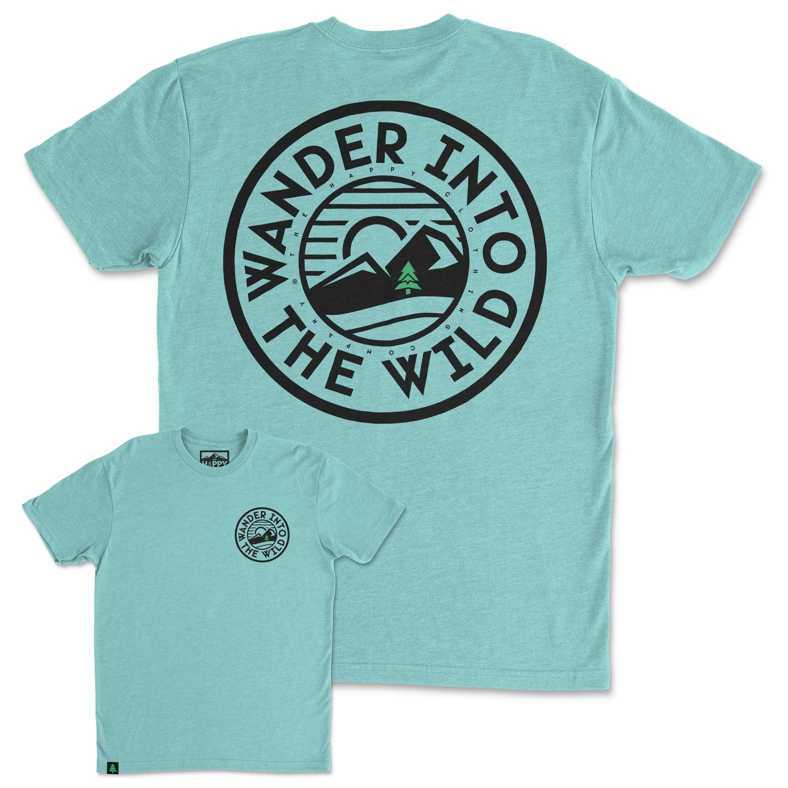 Wander Into The Wild Back Print 'Trail Tee' | Lightweight Blend | - The Happy Clothing Company