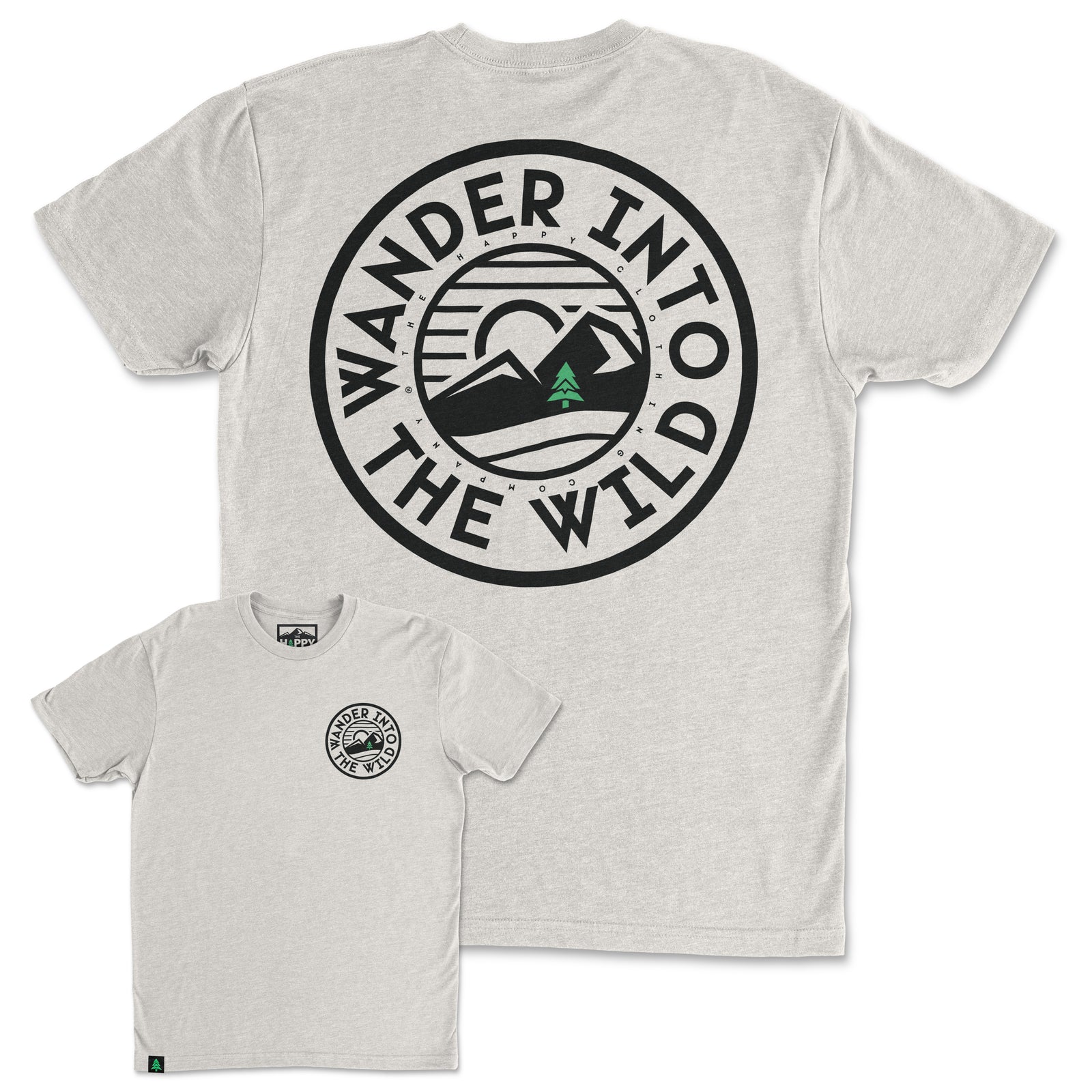 Wander Into The Wild Back Print 'Trail Tee' | Lightweight Blend | - The Happy Clothing Company