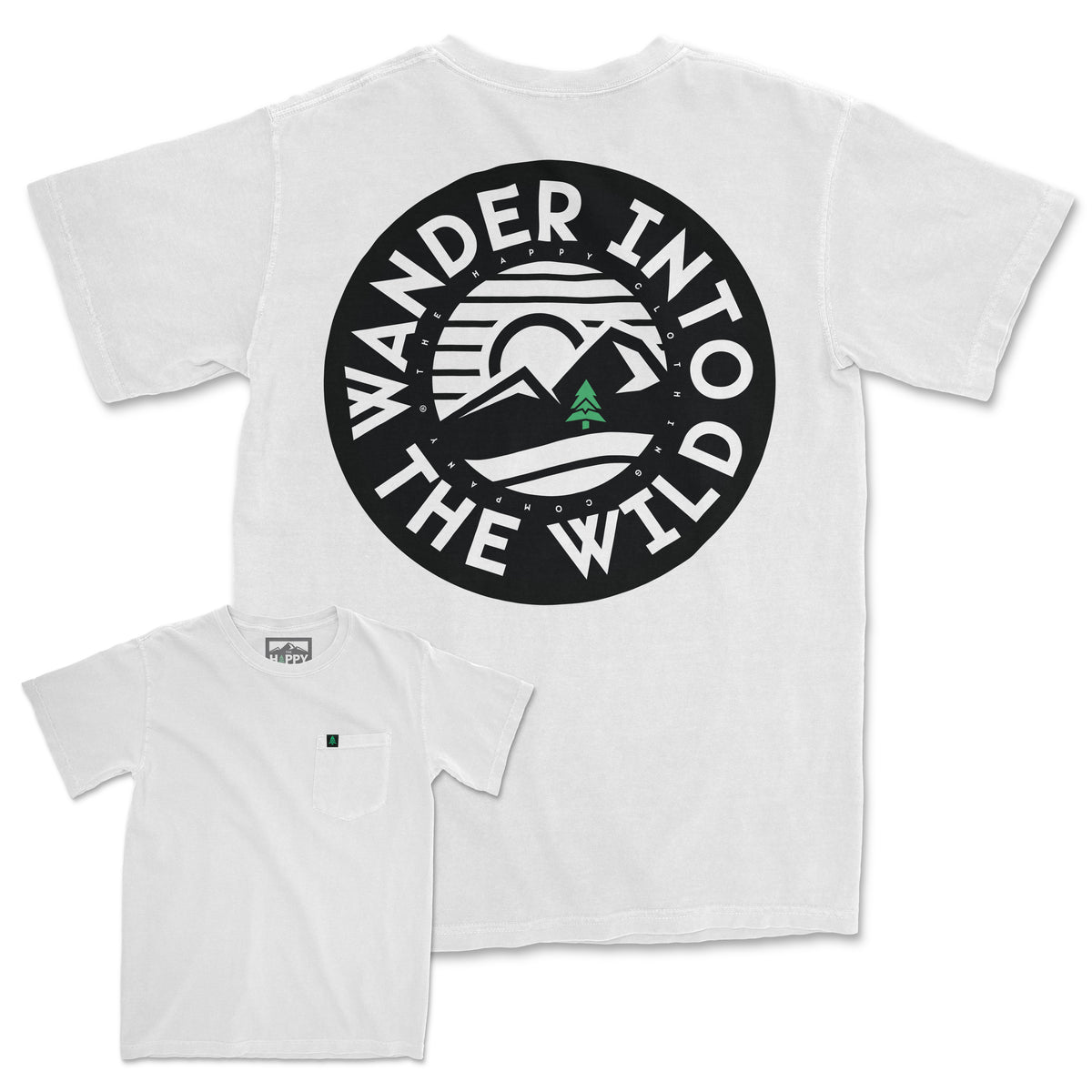 Wander Into The Wild Pigment-Dyed Pocket T-Shirt - The Happy Clothing Company